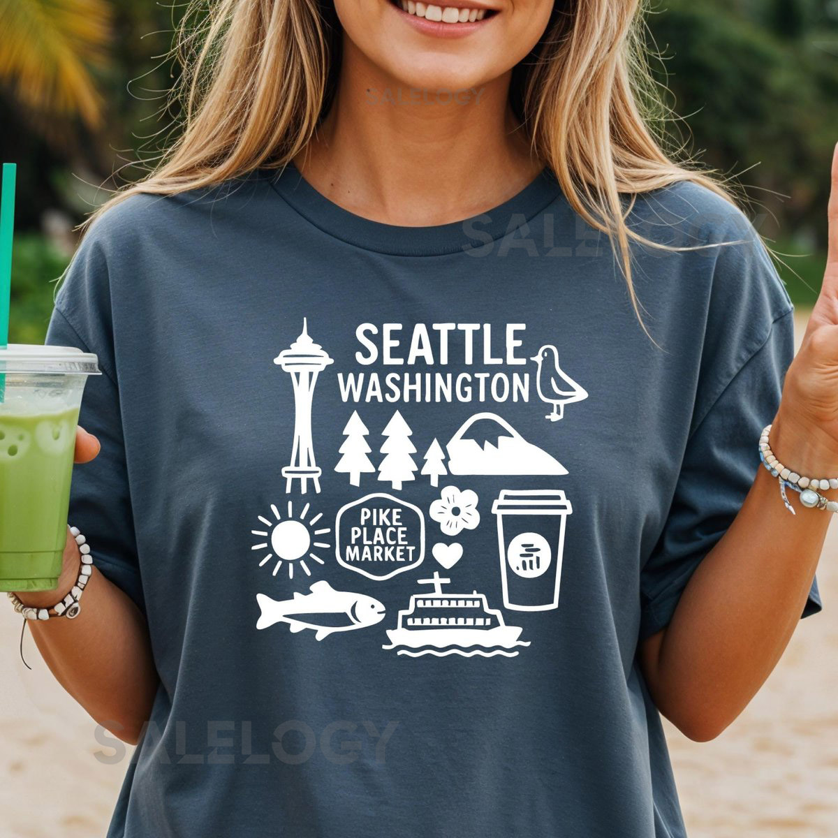 Seattle Washington Shirt Comfort Colors Pike Place Market Tee Coastal Travel Souvenir Pacific Northwest Unisex Vacation Tee_431