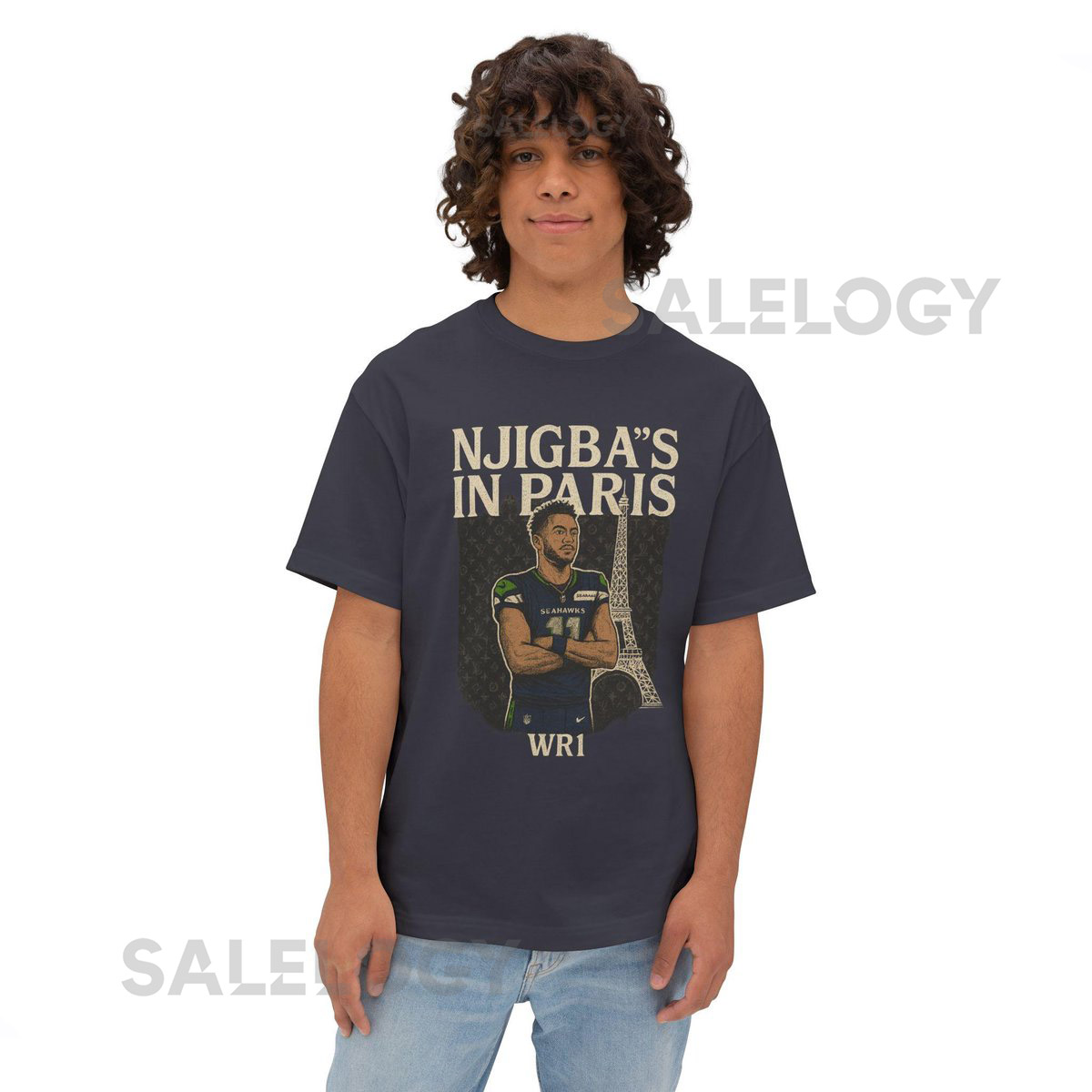 Seahawks Jaxon Smith-Njigba Paris Tee Retro Football Streetwear_280