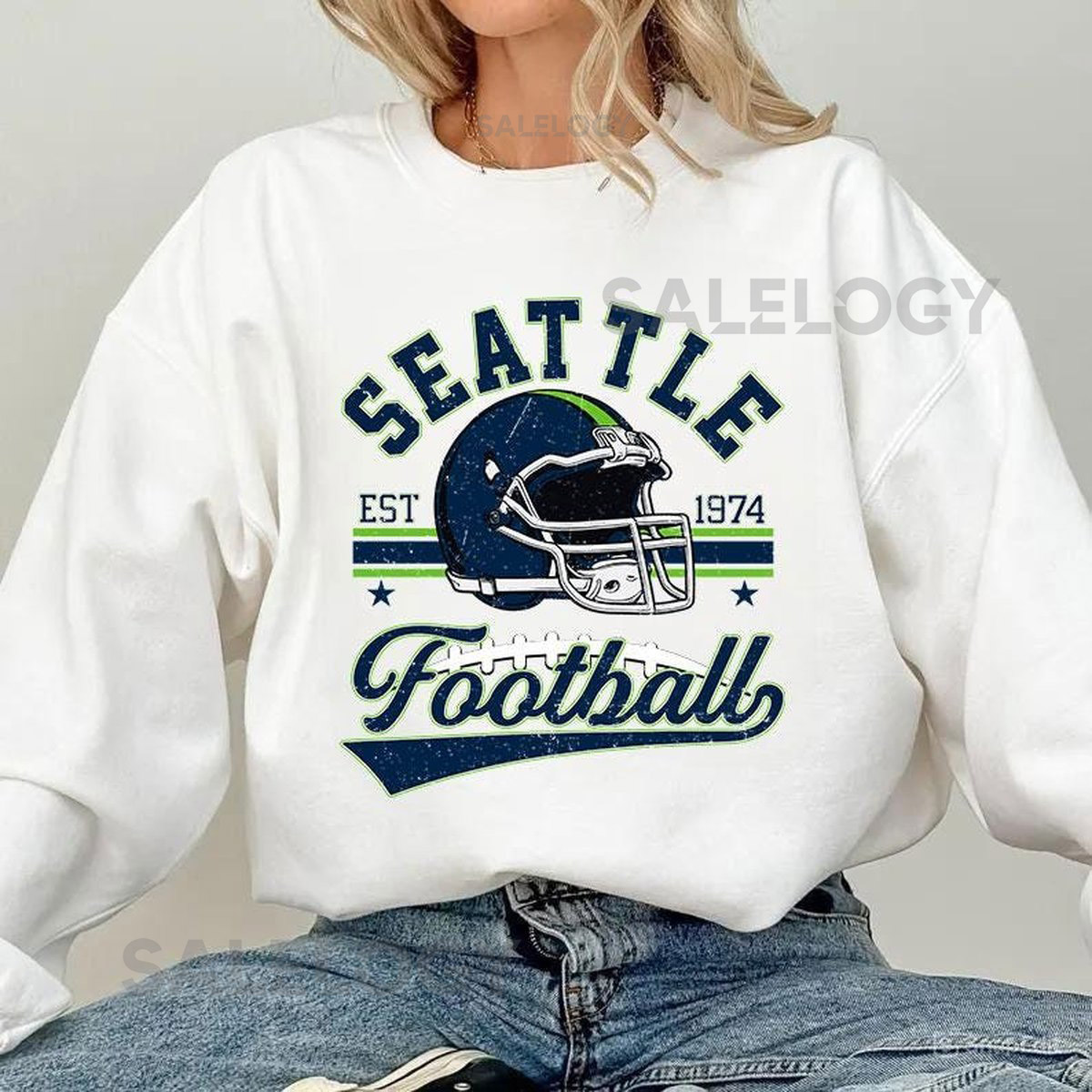 Vintage 90s Retro Style Seattle Football Sweatshirt Game Day Shirt Seattle Team Football Shirt Sunday Seattle Seattle Football_599