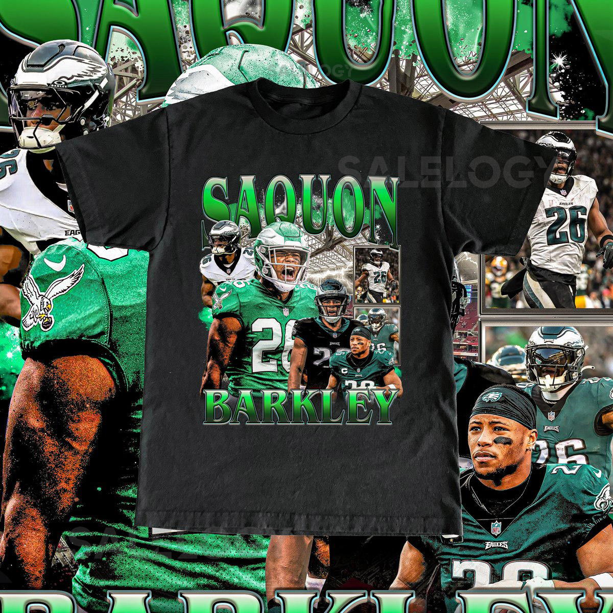 Vintage Saquon Barkley Shirt - Football T Shirt Custom Vintage Design 90s Graphic Tee Unisex Bootleg Retro NFL Gift Philadelphia Eagles Team_638