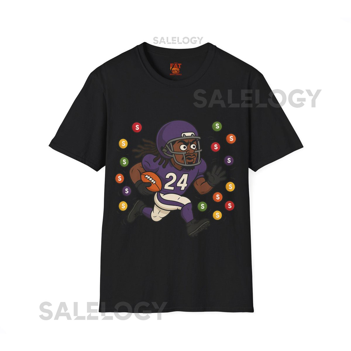 Football Player Running Back Unisex Softstyle T-Shirt by The Fat Bar amp Grill Fan Tee Football Apparel Seattle Shirt_98