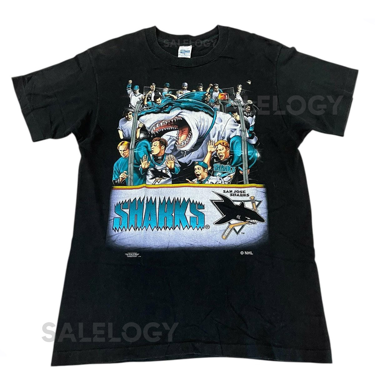 Vintage San Jose Sharks Salem Sportswear T-shirt 1995 NHL Hockey_631