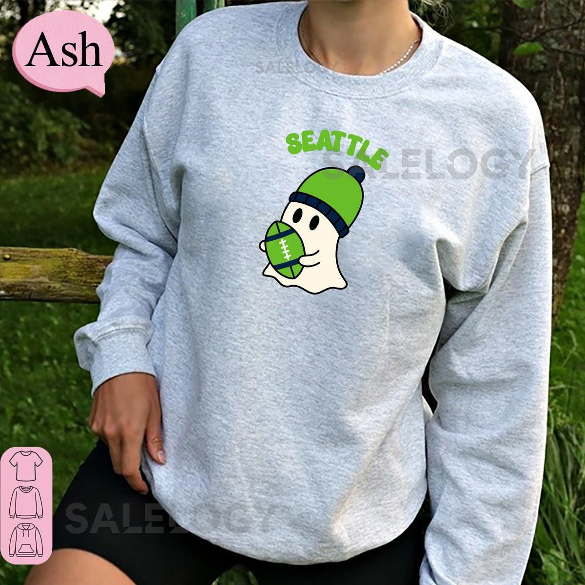 Seattle Ghost Football Shirt Spooky Game Day Apparel Football Season Trendy Fan Gift Game Day Shirt Team Crewneck Seattle Fan Tee_313