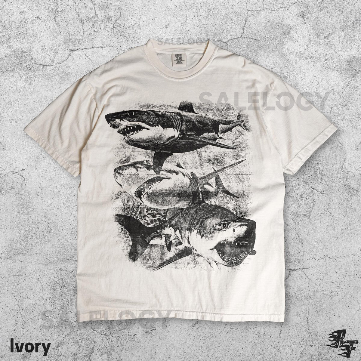 Three Sharks Vintage 90s T-Shirt Retro Ocean Graphic Tee Marine Life Shirt Sea Creature Apparel Animal Lovers Ocean Style Retro Gift_472