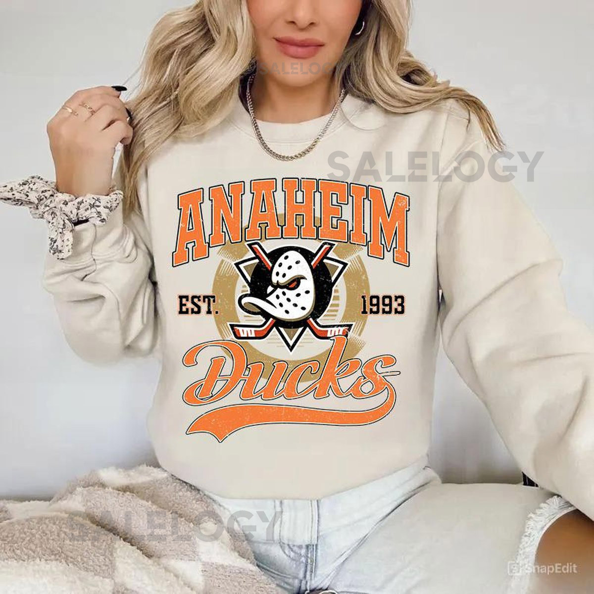 Anaheim Duck Sweatshirt Vintage Anaheim hockey shirt Anaheim Hockey Crewneck Ducks Hockey youth sweater Hockey Fan gift_15