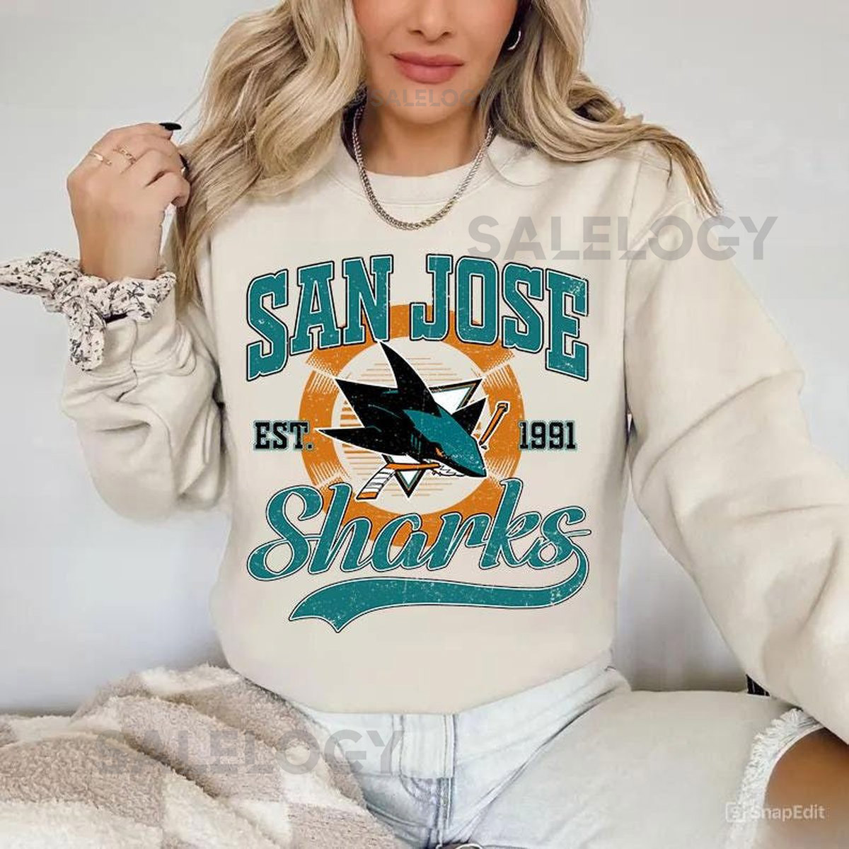 San Jose Shark Sweatshirt Vintage San Jose hockey shirt San Jose Hockey Crewneck Sharks Hockey youth sweater Hockey Fan gift_260
