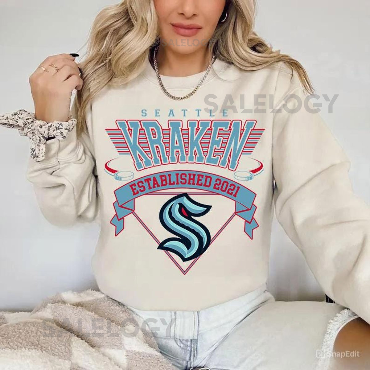 Seattle Kraken Sweatshirt Crewneck Vintage Kraken shirt Seattle Hockey Fan shirt Hockey Tee Kraken Sweatshirt_348