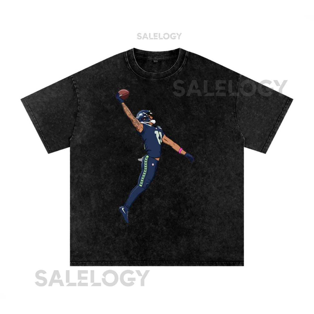 Jaxon Smith-Njigba Seattle Seahawks Snow Washed Oversized Cotton T-Shirt_145