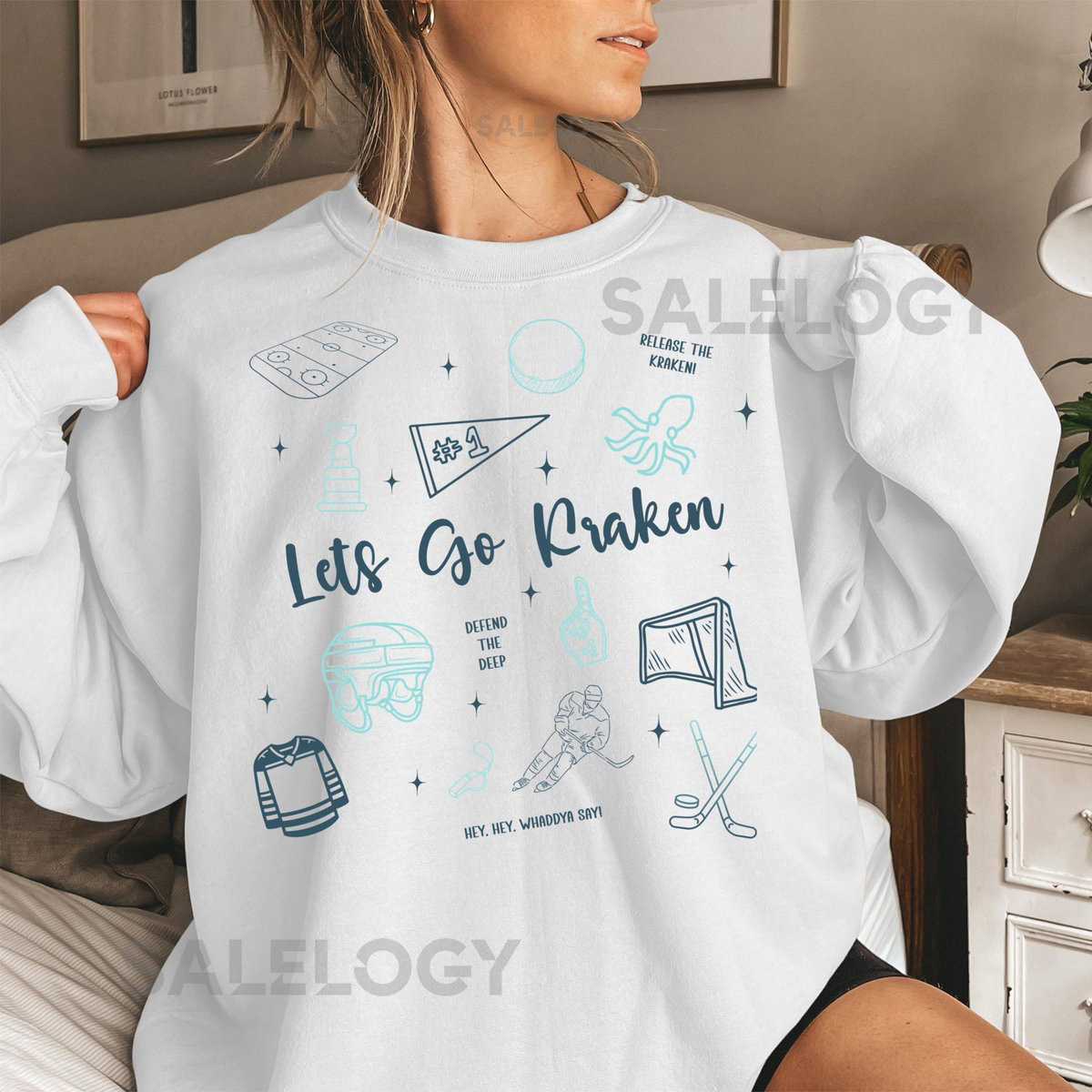 Seattle Hockey Doodle Sweatshirt Seattle Kraken Lets Go Kraken Shirt NHL Sweatshirt NHL Shirt Kraken Sweatshirt Game Day Shirt Stanley Cup_320
