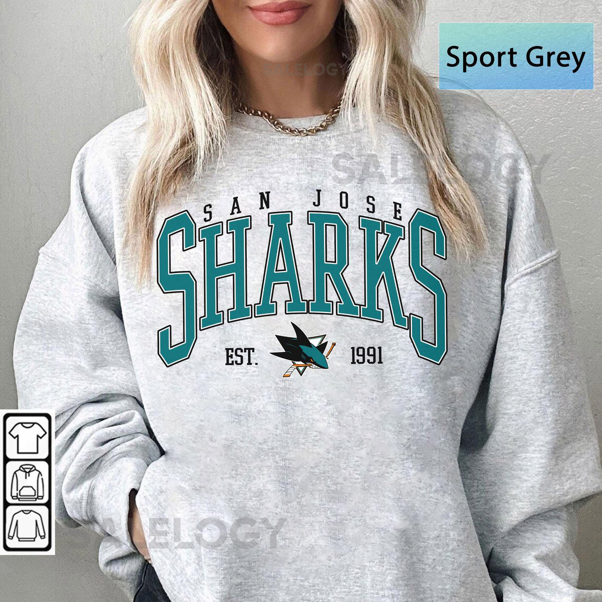 San Jose Shark Sweatshirt Vintage San Jose hockey shirt San Jose Hockey Crewneck Sharks Hockey sweater Hockey Fan gift_259