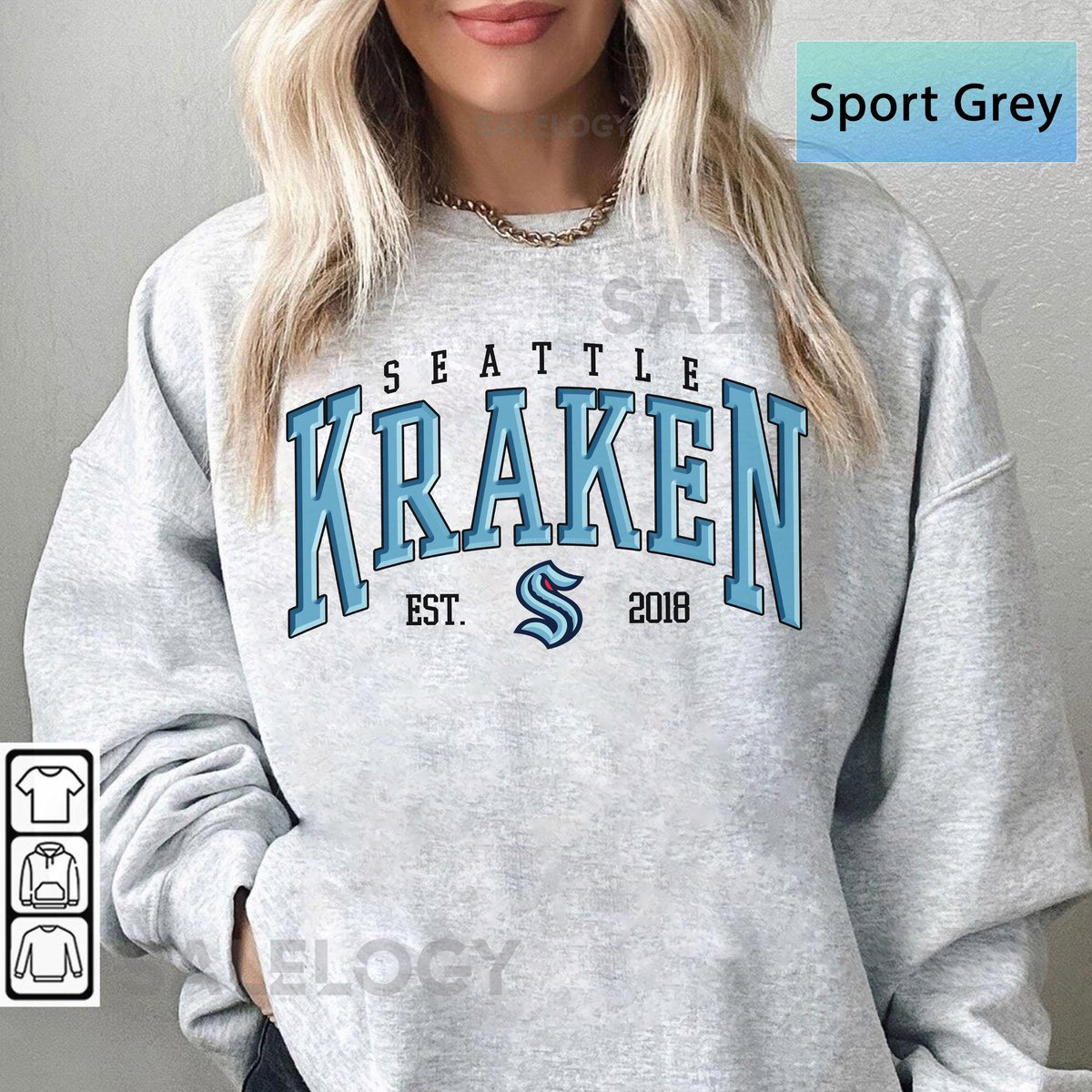 Personalized Seattle Hockey Sweatshirt Seattle Kraken crewneck Seattle Hockey shirt Custom Hockey Shirt Hockey Number Shirt_214