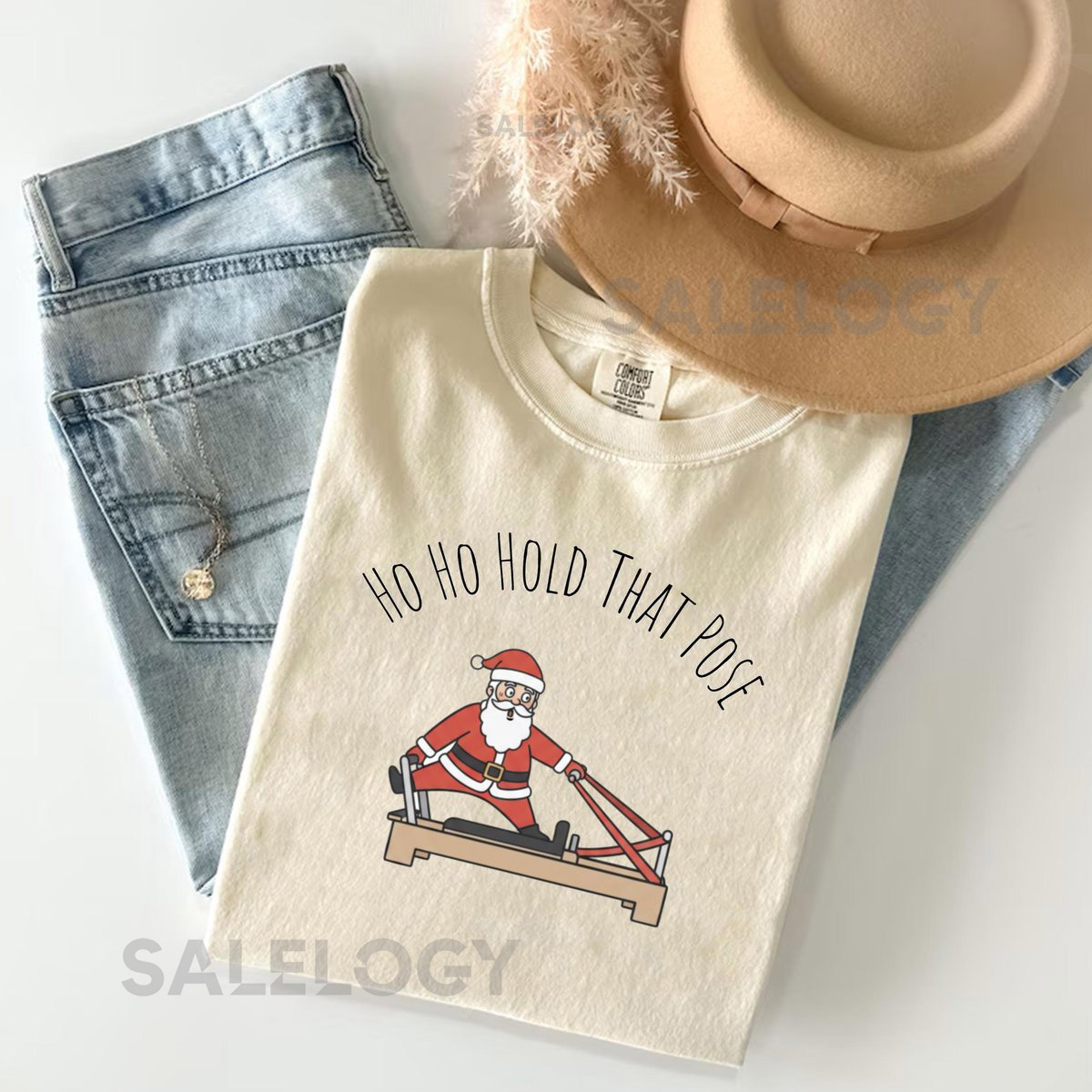 Life Happens Pilates Helps ShirtBestie Holiday Pilates GiftFestive Fitness TeePilates Instructor ShirtFunny Santa Reformer Holiday Top_179