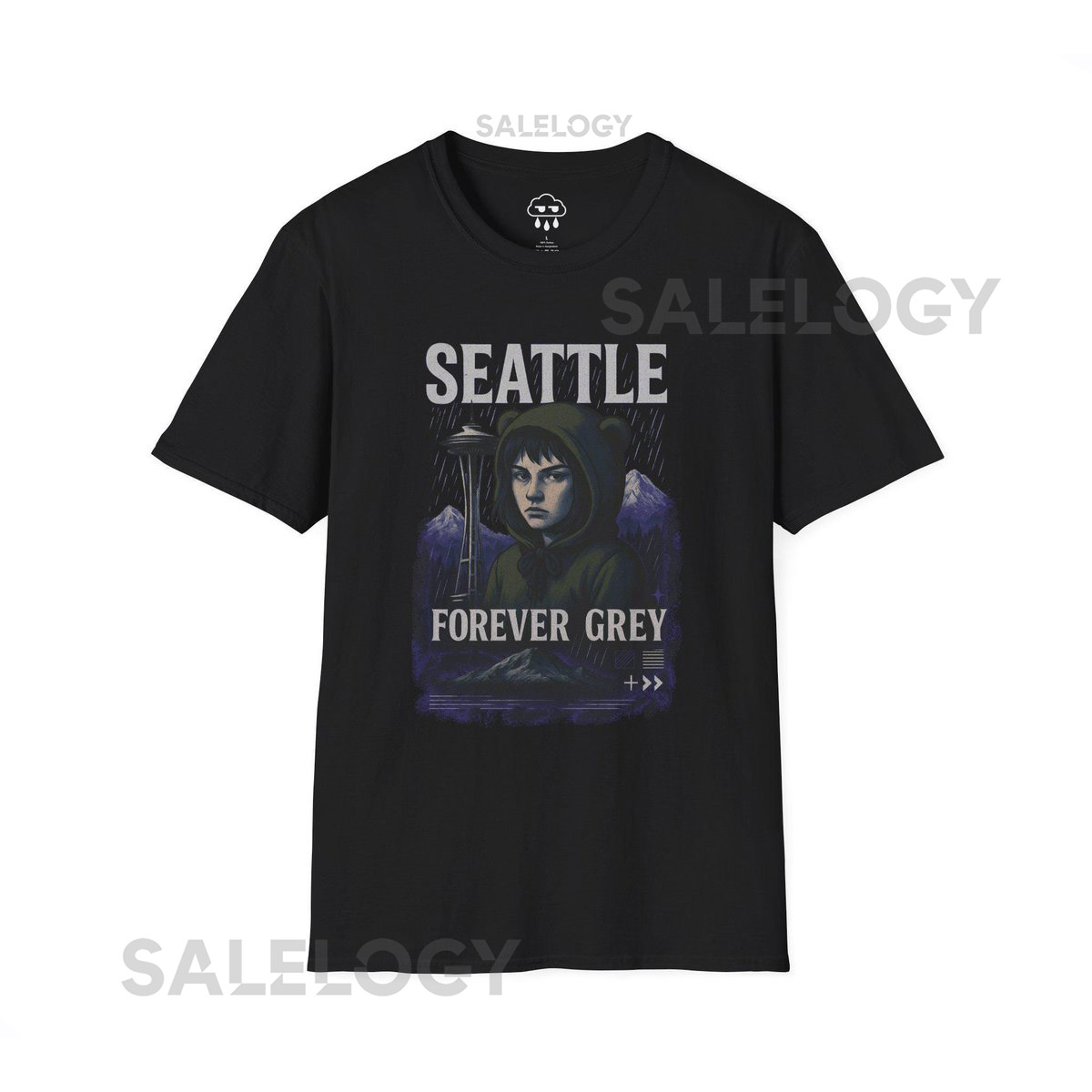 Seattle Forever Grey Drizzle Club Graphic Tee Grunge Streetwear Aesthetic_312