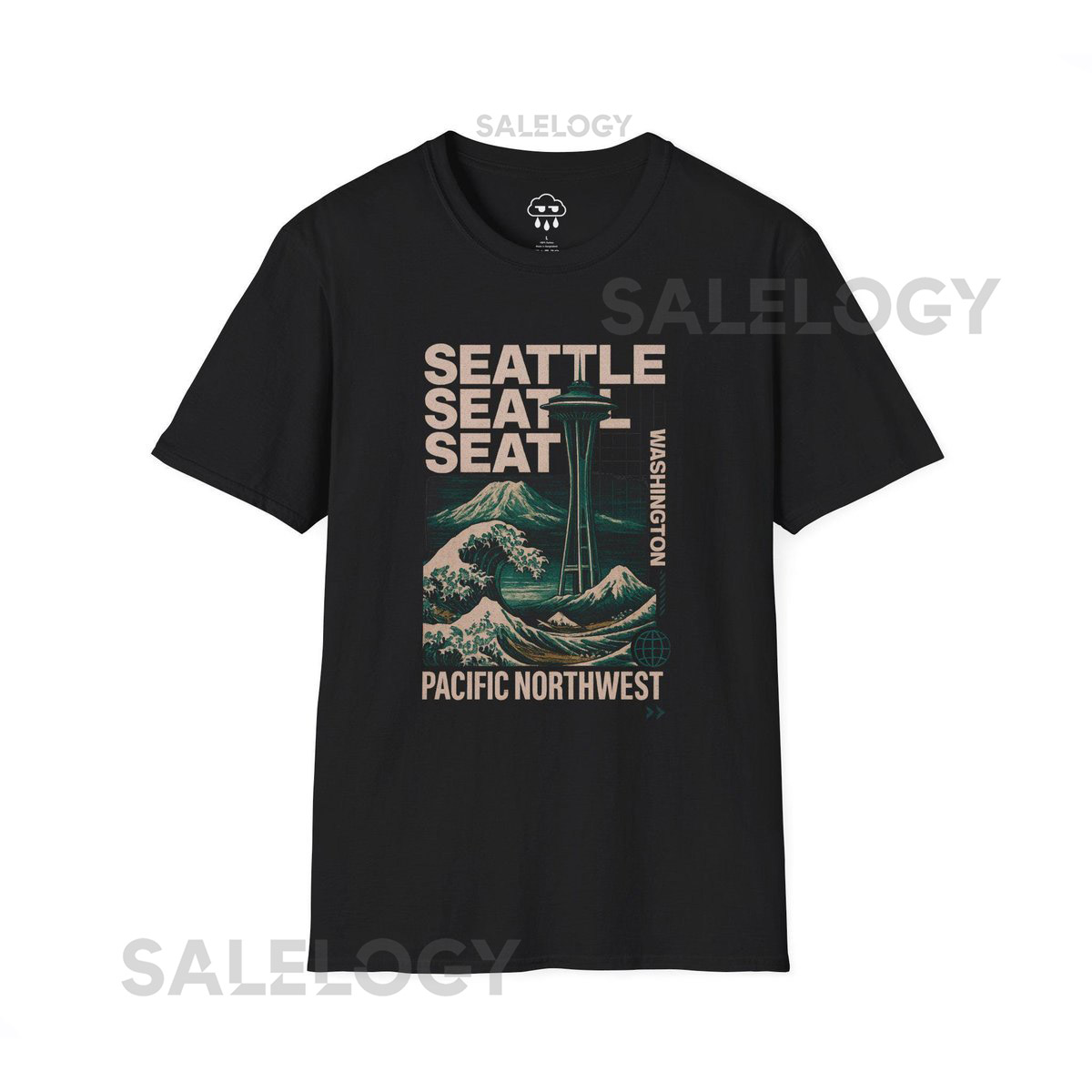 Seattle Skyline Vintage Style Grunge Tee Drizzle Club Graphic Tee_404