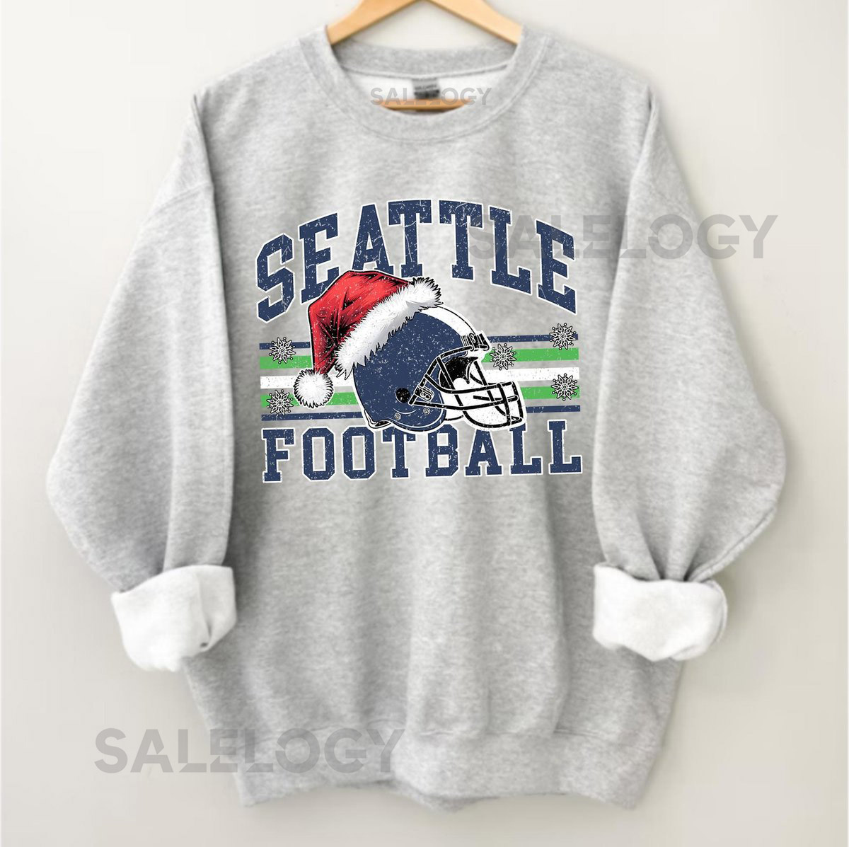 Vintage Seattle Football Christmas Sweatshirt Retro Helmet Holiday Crewneck Cozy Winter Game Day Pullover_643