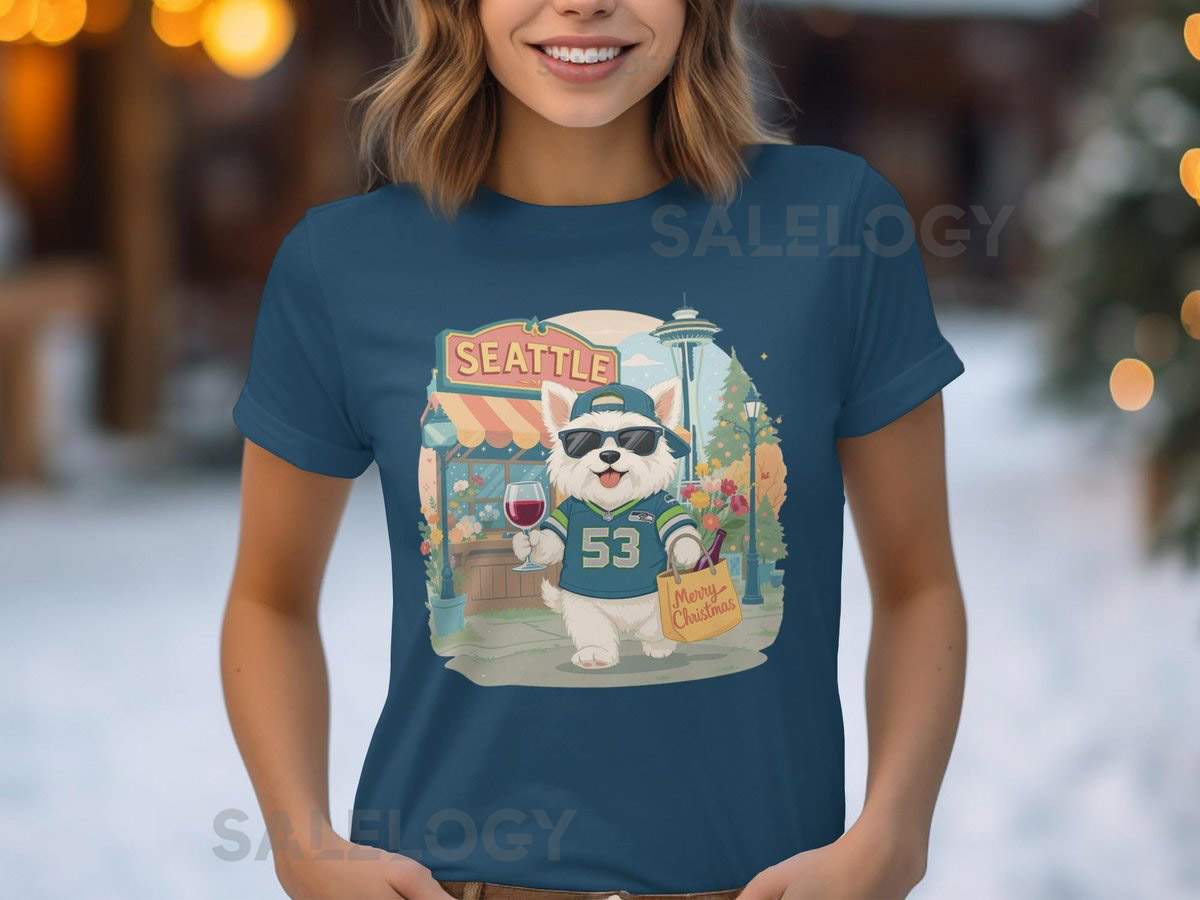 Seattle Dog Christmas T-Shirt Football Fan Gift_297