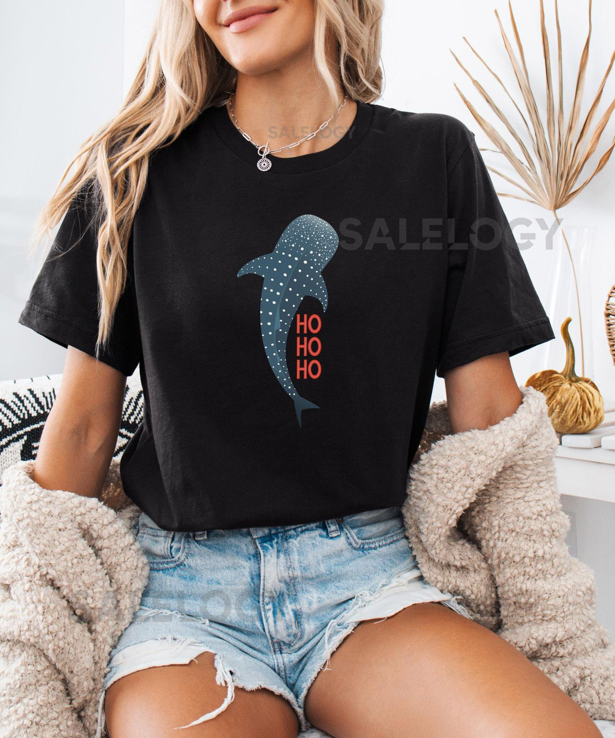 Whale Shark Christmas Shirt Ho Ho Ho Shark Tee Cute Ocean Xmas Unisex T-Shirt Marine Life Holiday Shirt Funny Sea Animal Christmas Gift_671
