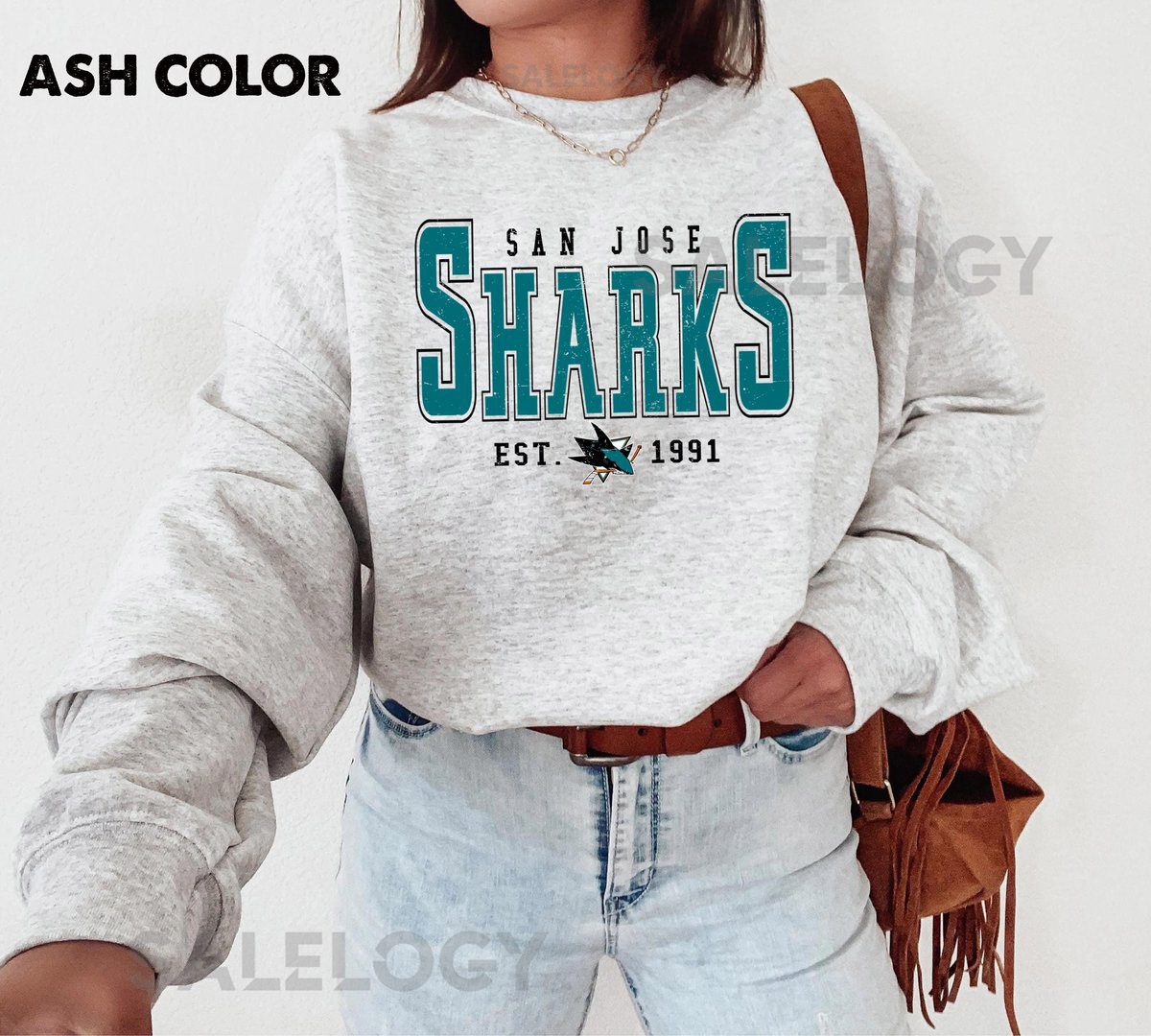 Vintage San Jose Hockey Sweatshirt Retro Shark Graphic Crewneck Unisex City Sport Pullover Gift_626