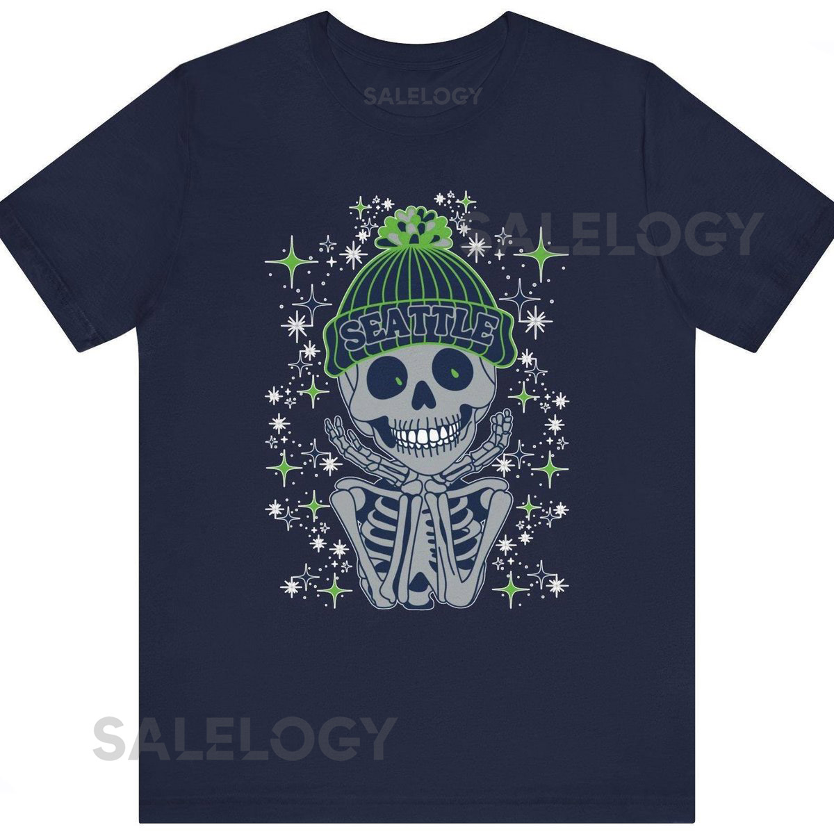 Seattle T-Shirt Football Fan Gift Trendy Skeleton Tee_420