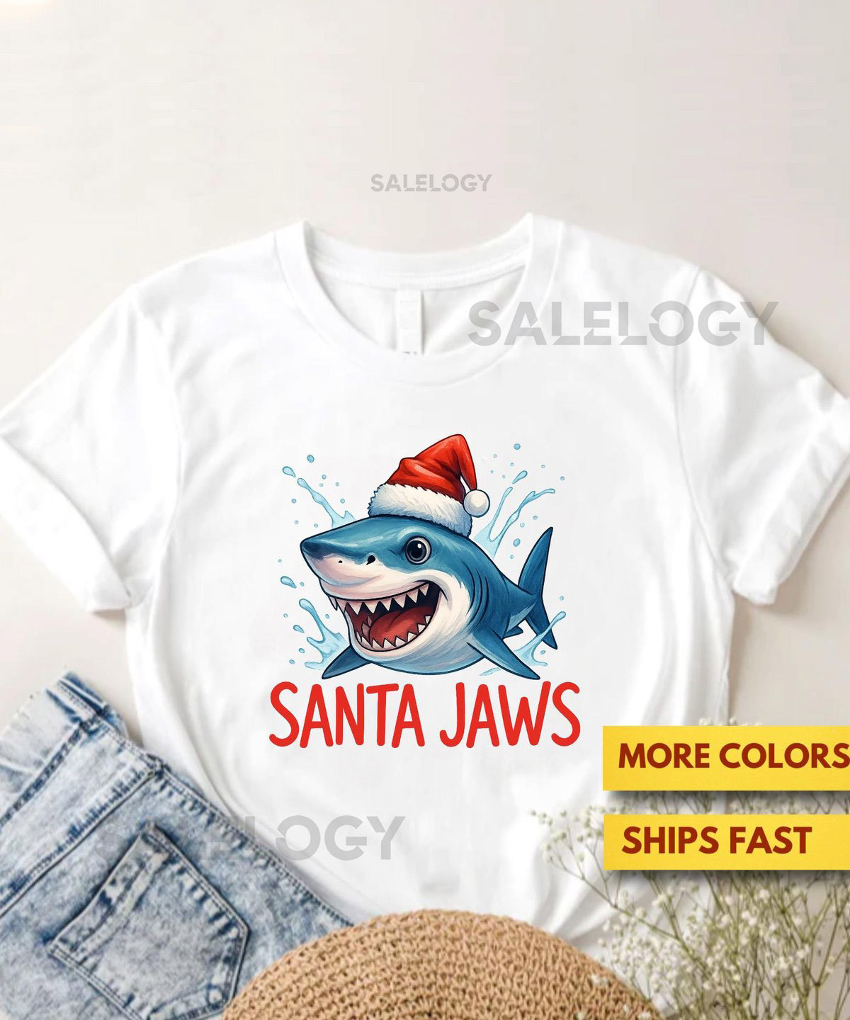 Santa Jaws Shirt Santa Jaws Pun Quote Christmas Shark Cartoon Art Shirt Funny Jaws Movie Christmas Shark Gift Shirt Ultra Soft Tee_274