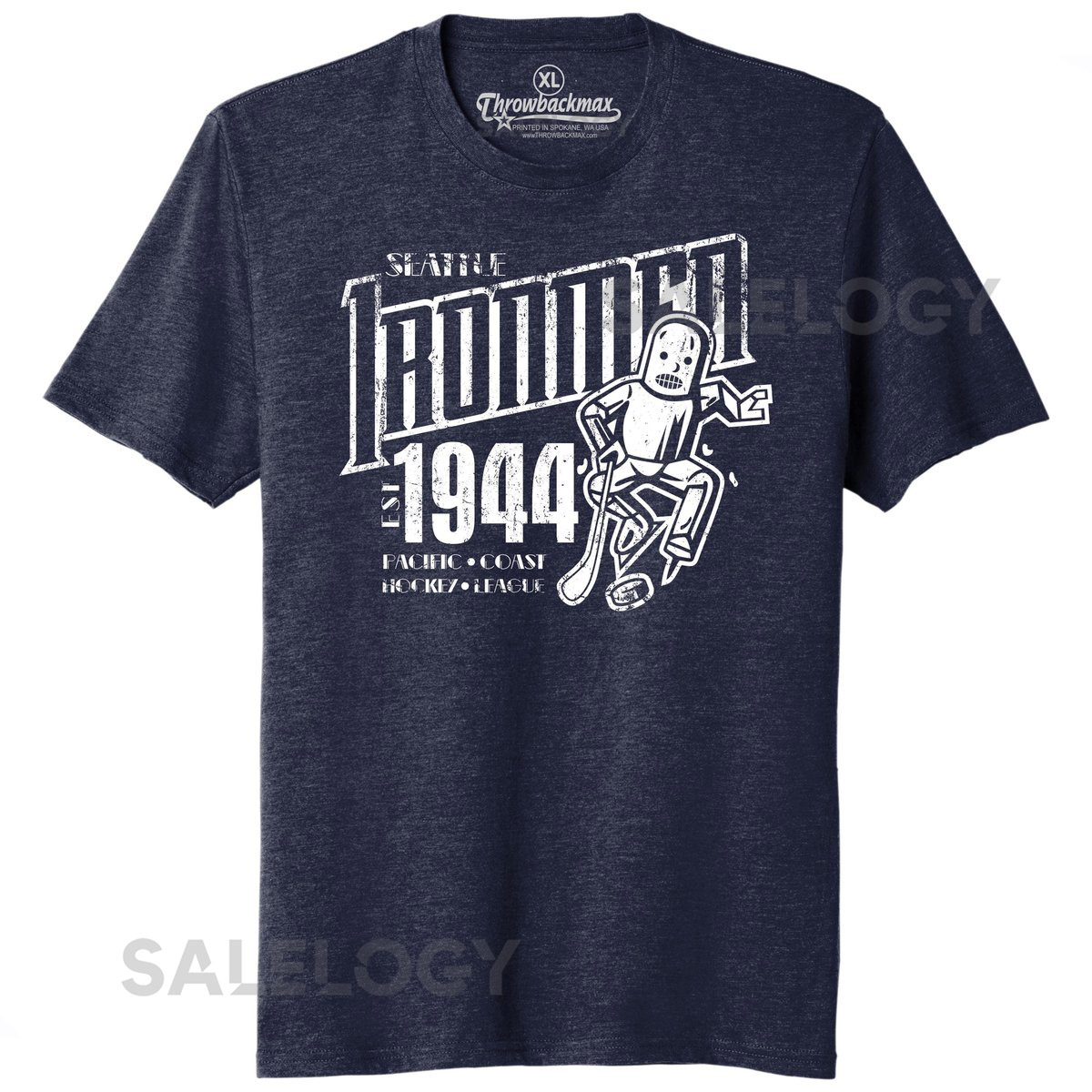Seattle Ironmen 1944 Hockey Tri-Blend Tee - Kraken Navy Heather_331