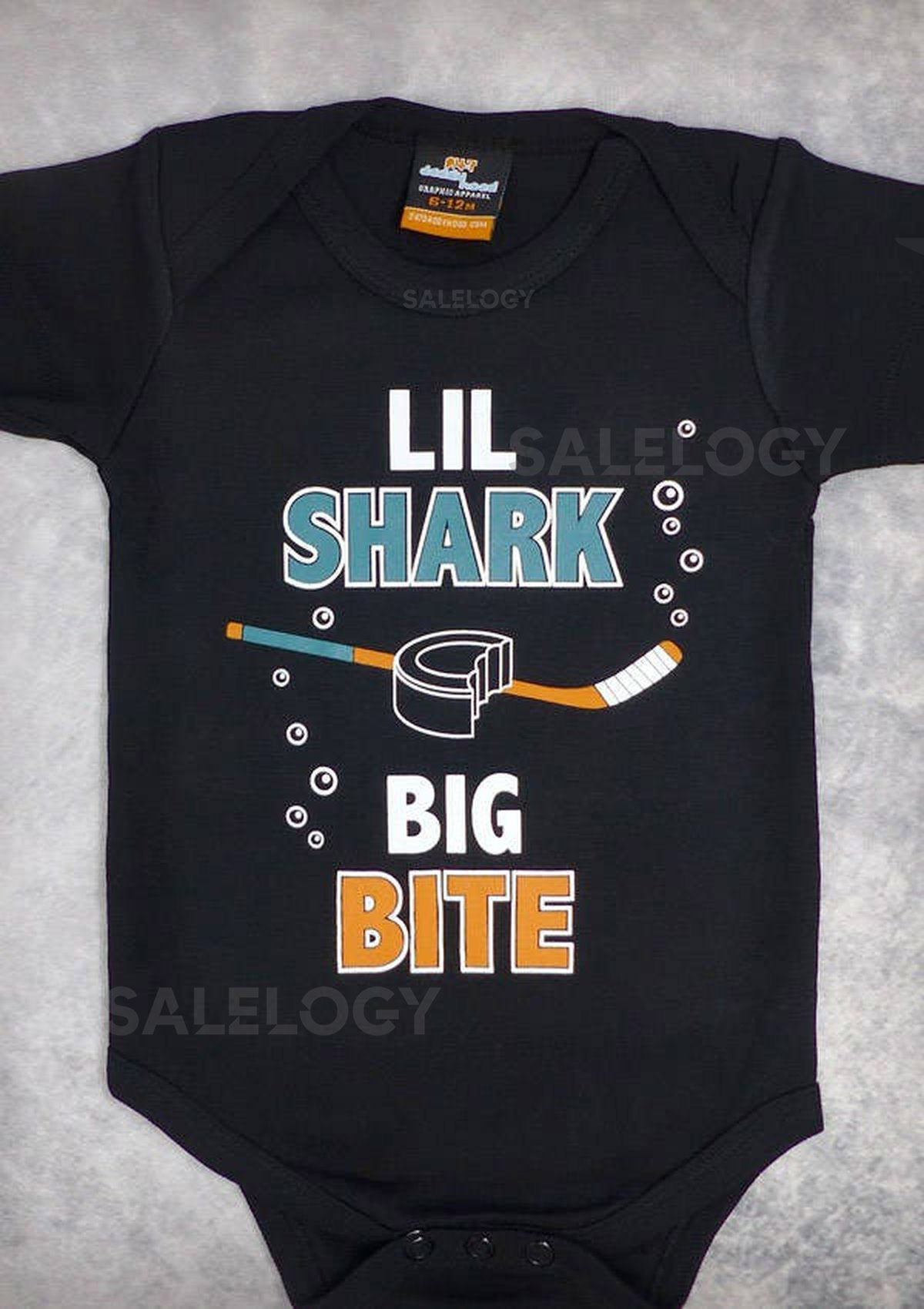 Shark Bite San Jose Sharks - Funny Sharks-inspired Baby Black Graphic Onepiece T-shirt NHL Hockey New Baby Gift Little Fan_436