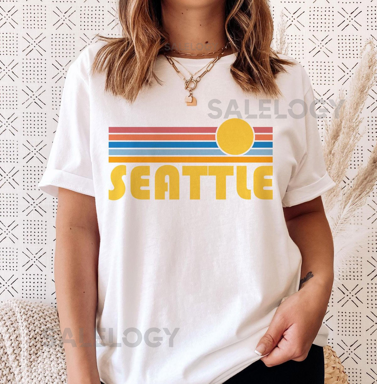 Seattle Washington T-Shirt Retro Sunset Adult Unisex Seattle T Shirt - Personalization Available_433