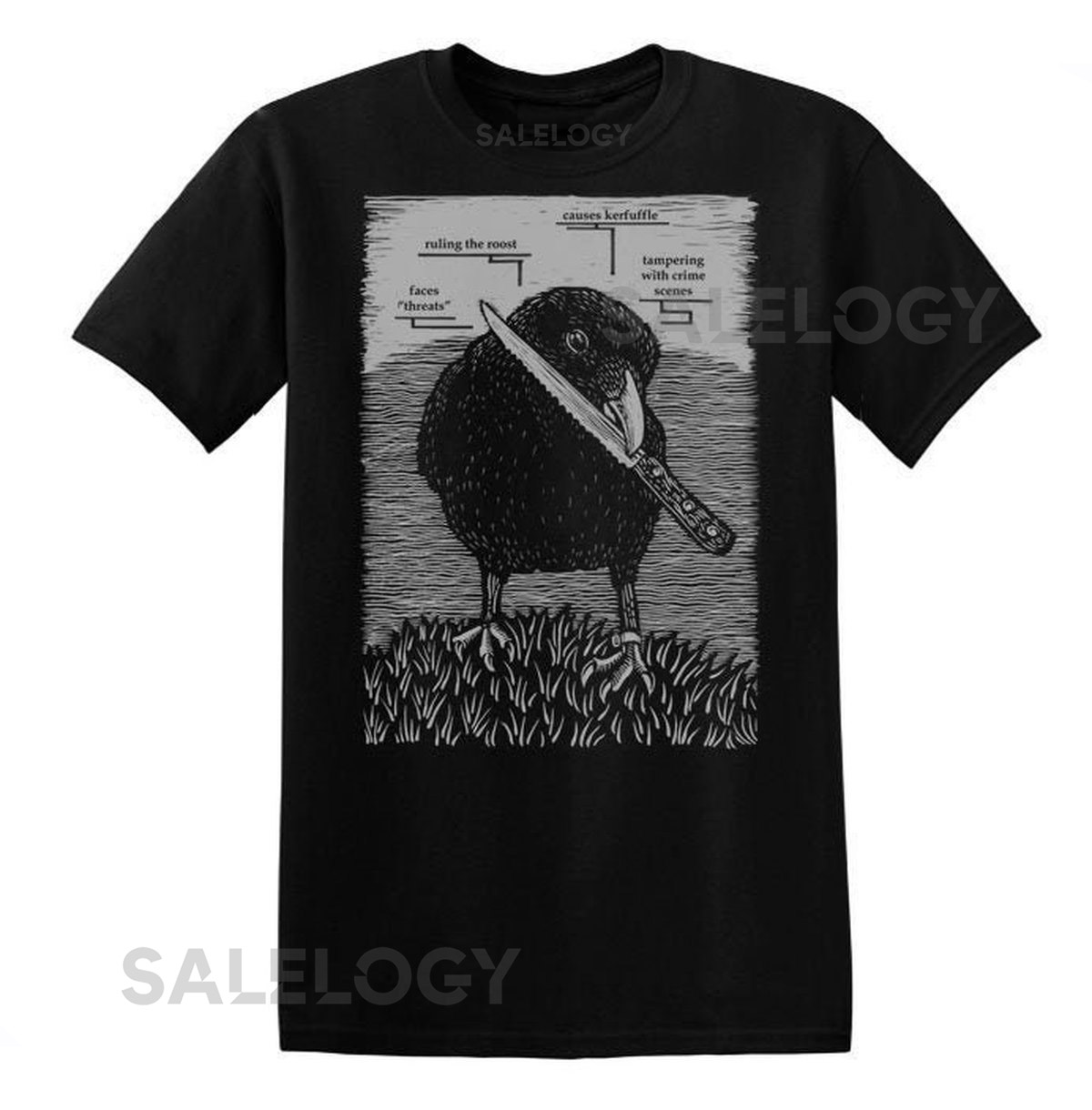 Canuck the Crow Adult Unisex t-shirt Canuck the Crow Crow Art Crow Illustration Silkscreen Print Screenprinted Tee-shirt Crow Gift_43