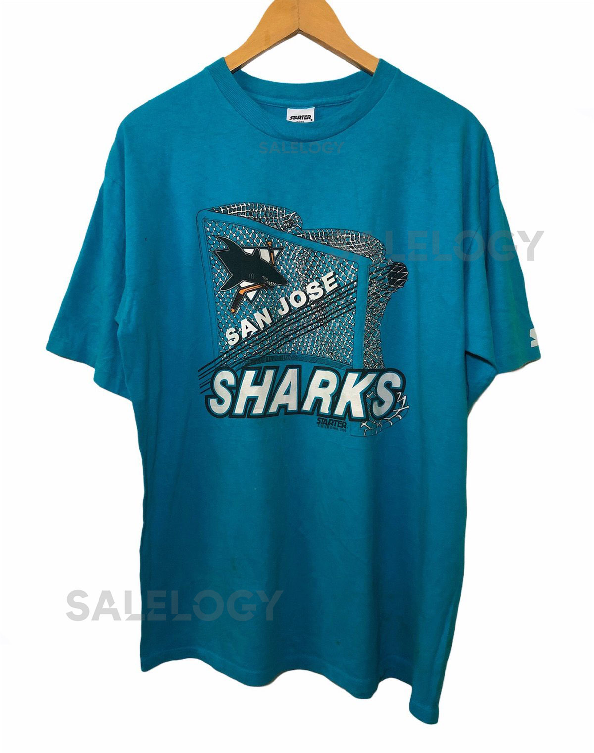 Vintage 90a San Jose Sharks NHL Ice Hockey T Shirt Large Size_598