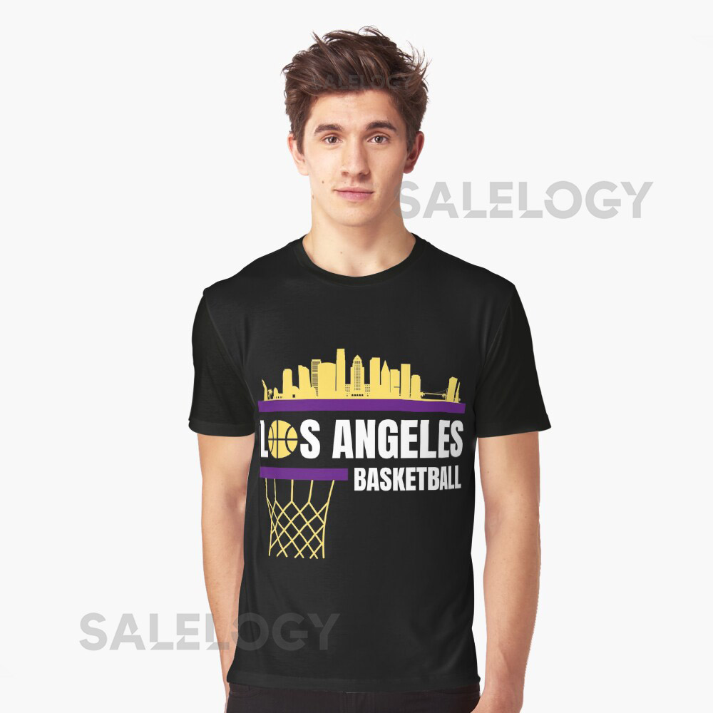 Los Angeles Basketball Black Gold Purple City Skyl