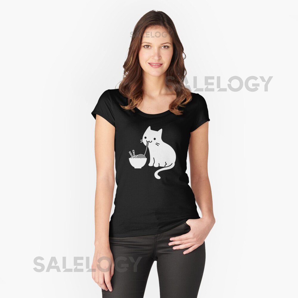 Cute Cat Eating Ramen Essential T-Shirt for Sale