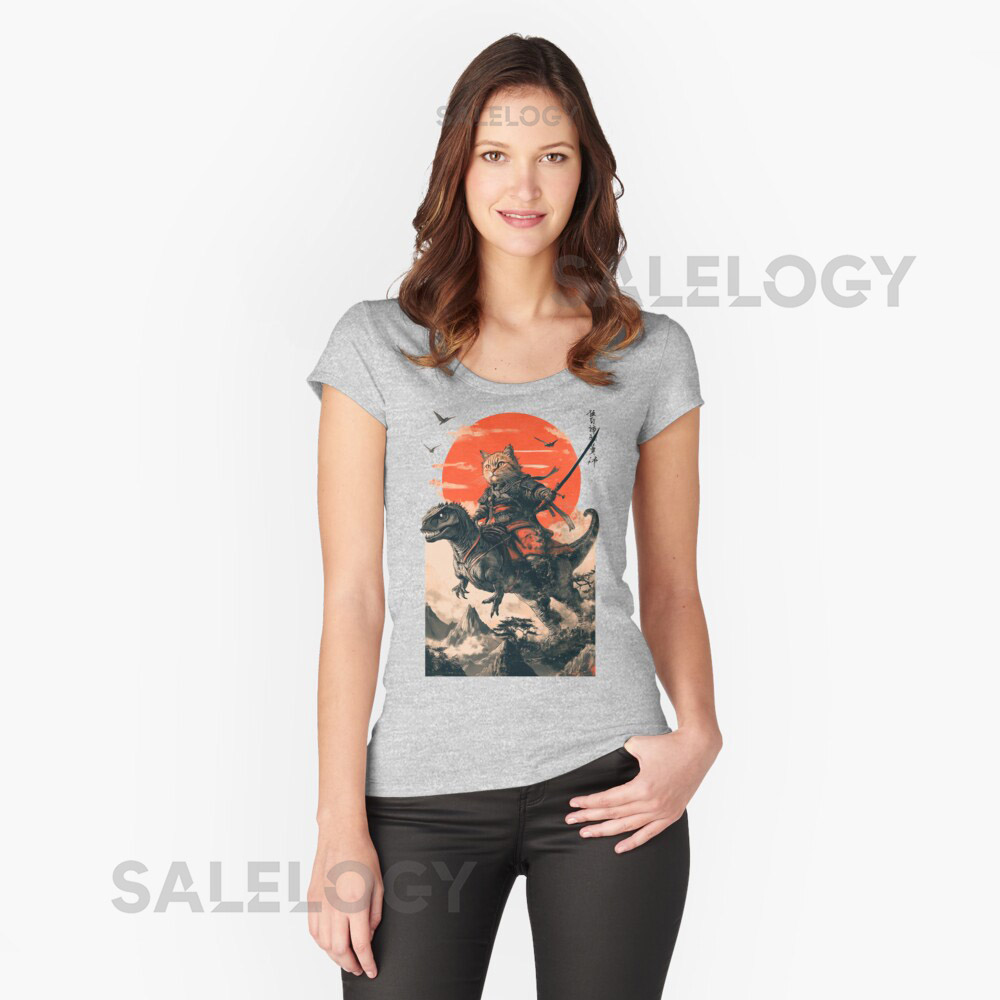 Samurai cat riding a dinosaur Essential T-Shirt f