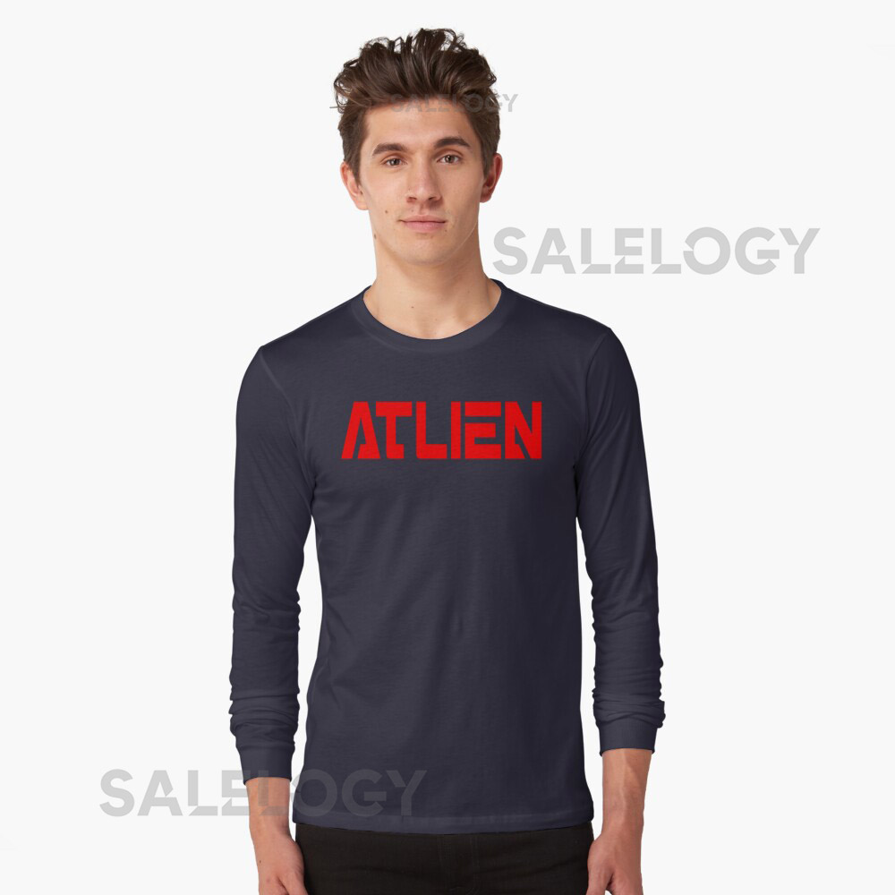 Atlien Space Laser Text Navy Red Oversized T-Shir