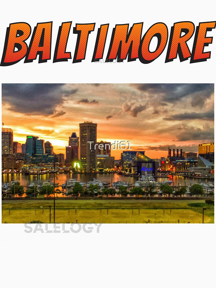 Baltimore Maryland Inner Harbor Skyline- White Classic