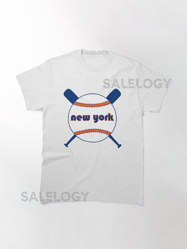 New York Retro Throwback Baseball with Crossed Bat