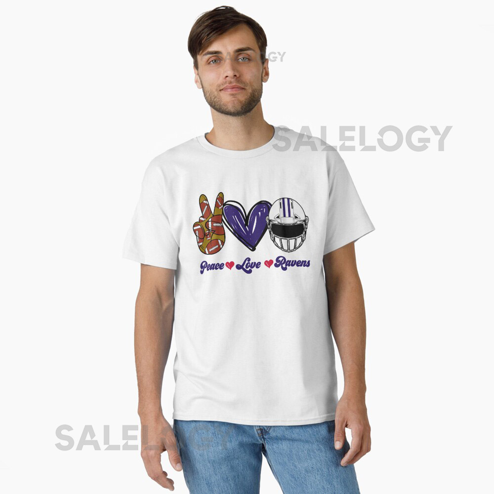 Peace Love Ravens - Football Team Essential T-Shi