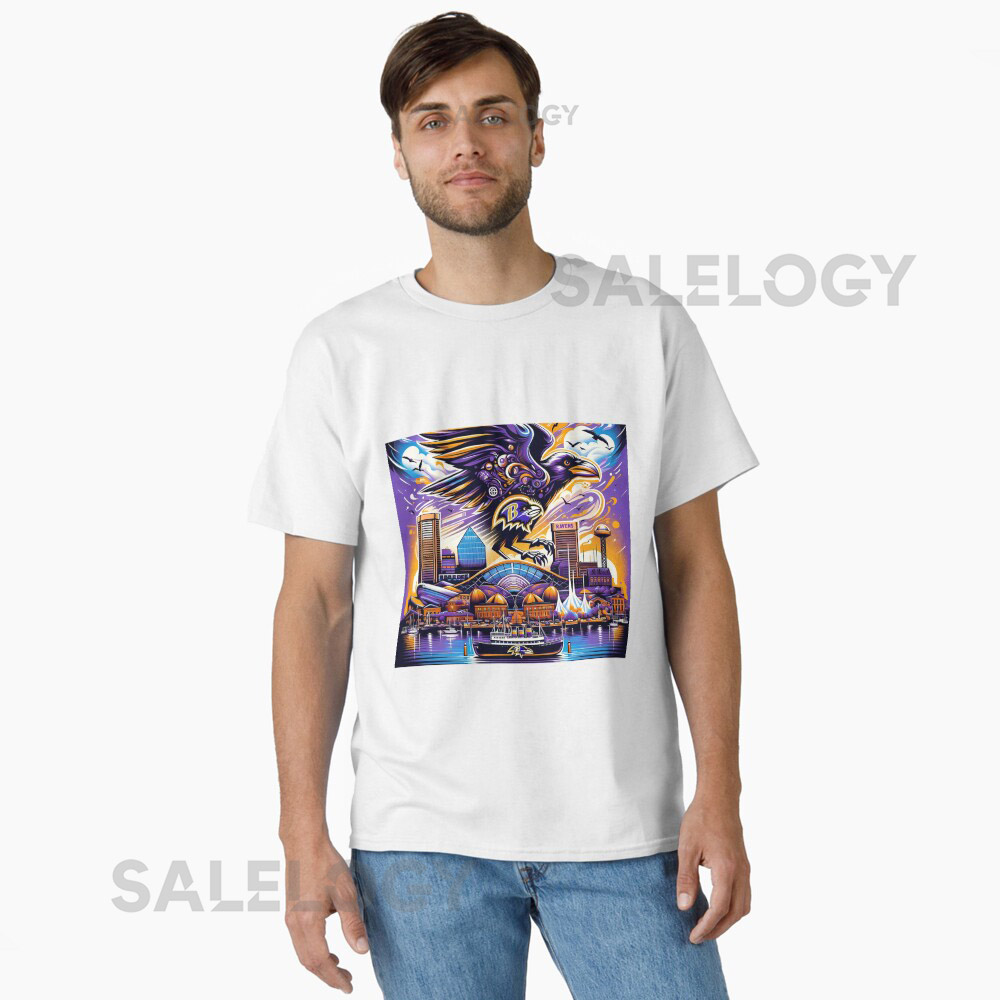 Baltimore Ravens Cityscape Artwork Oversized T-Shirt for