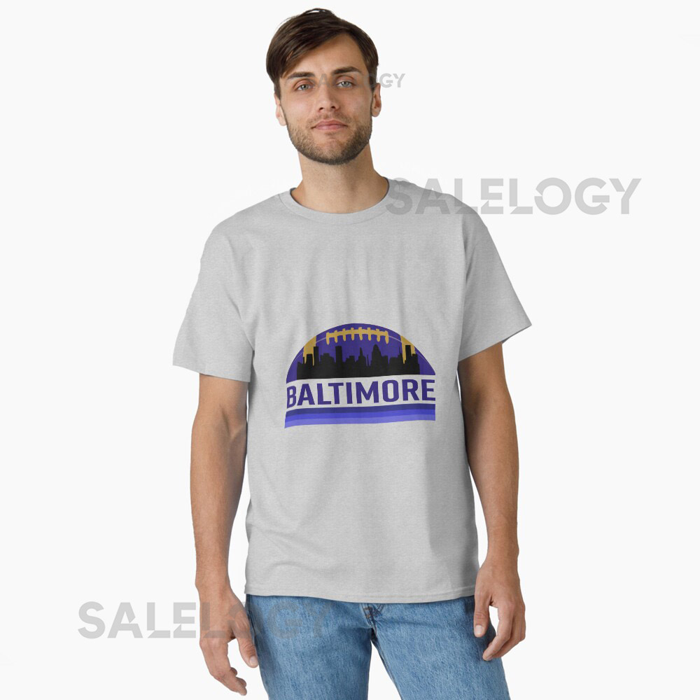 Vintage Retro Baltimore Football Skyline Oversized T-Shi