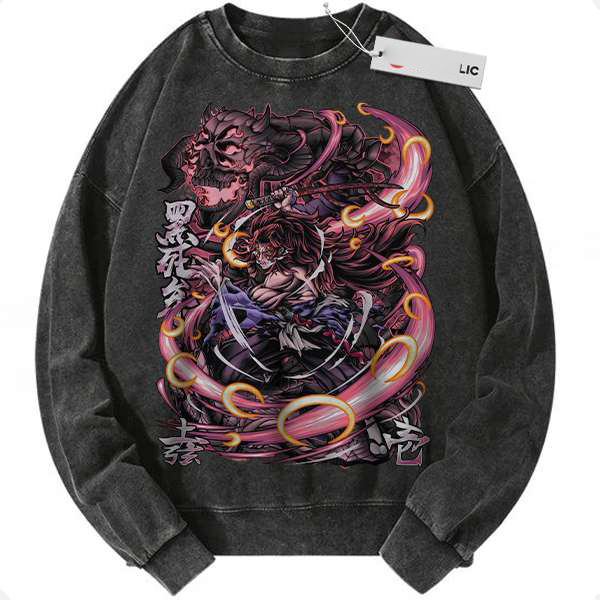 Yoriichi Sun Breathing Graphic Demon Slayer Sweatshirt Vintage Casual Streetwear Unisex