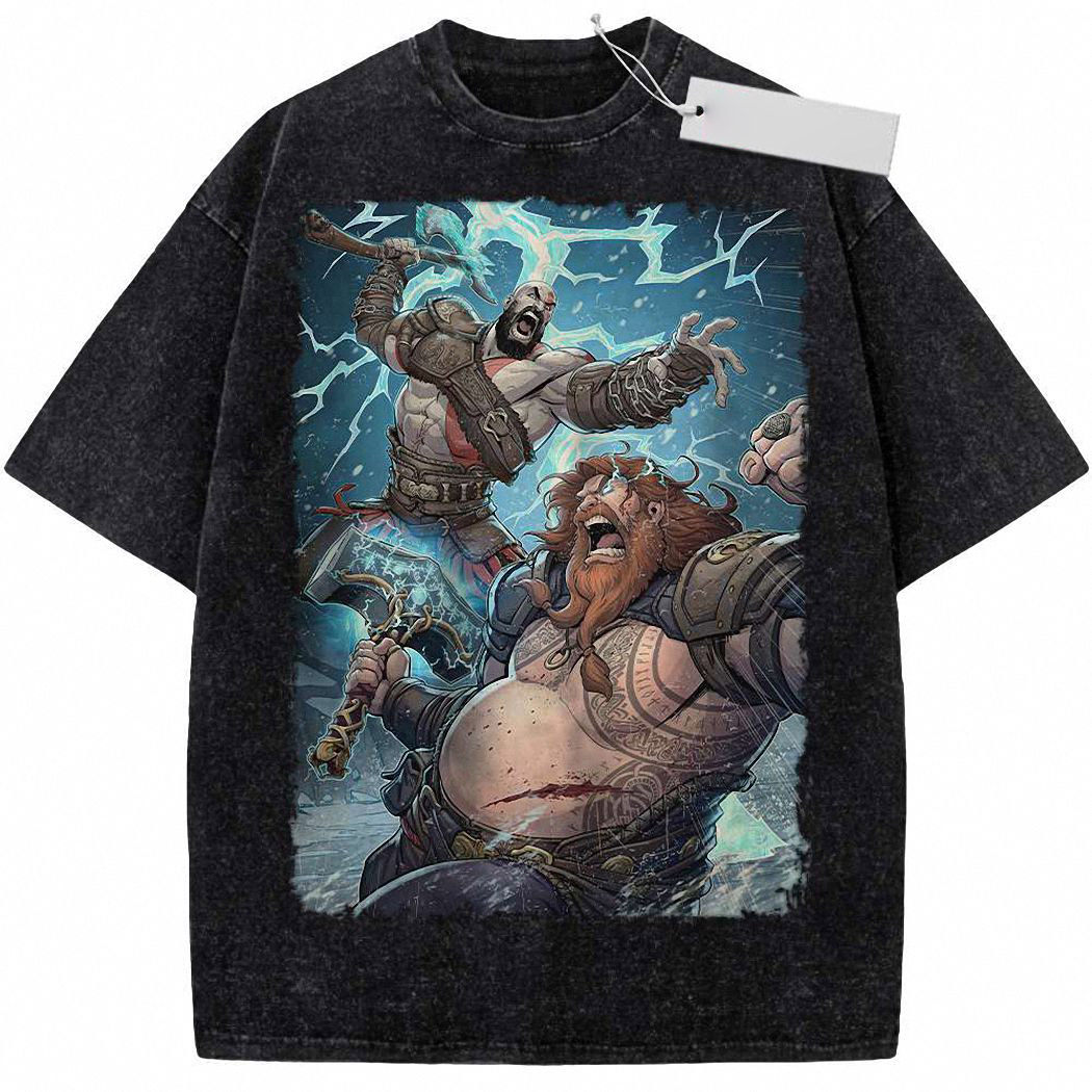 Kratos vs Thor Shirt, God of War Shirt, Game Shirt, Vintage Tee 8