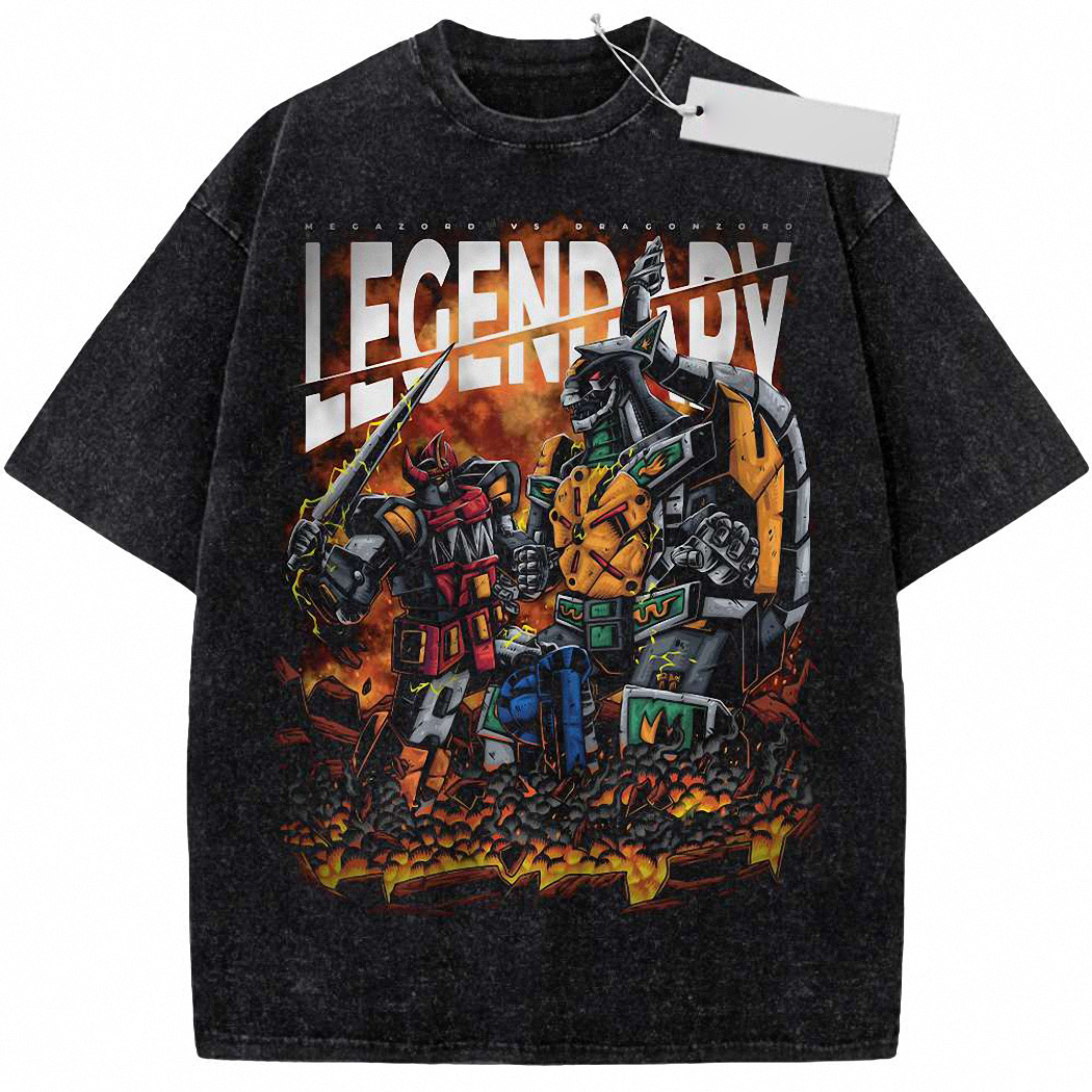 Megazord vs Dragonzord Shirt, Power Rangers Shirt, Animated Shirt, Vintage T-Shirt 3