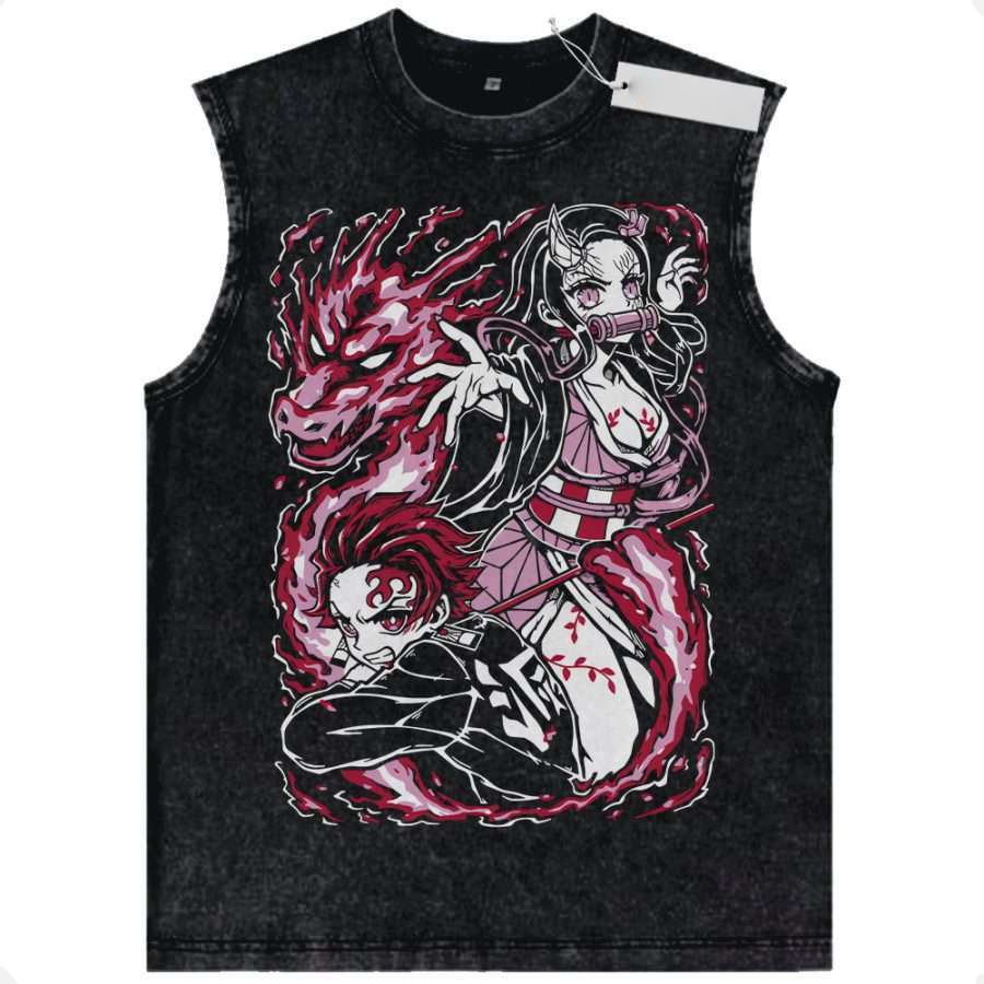Nezuko and Tanjiro Kamado Tank Top, Demon Slayer Tank Top, Anime Tank Top, Vintage Tank Top