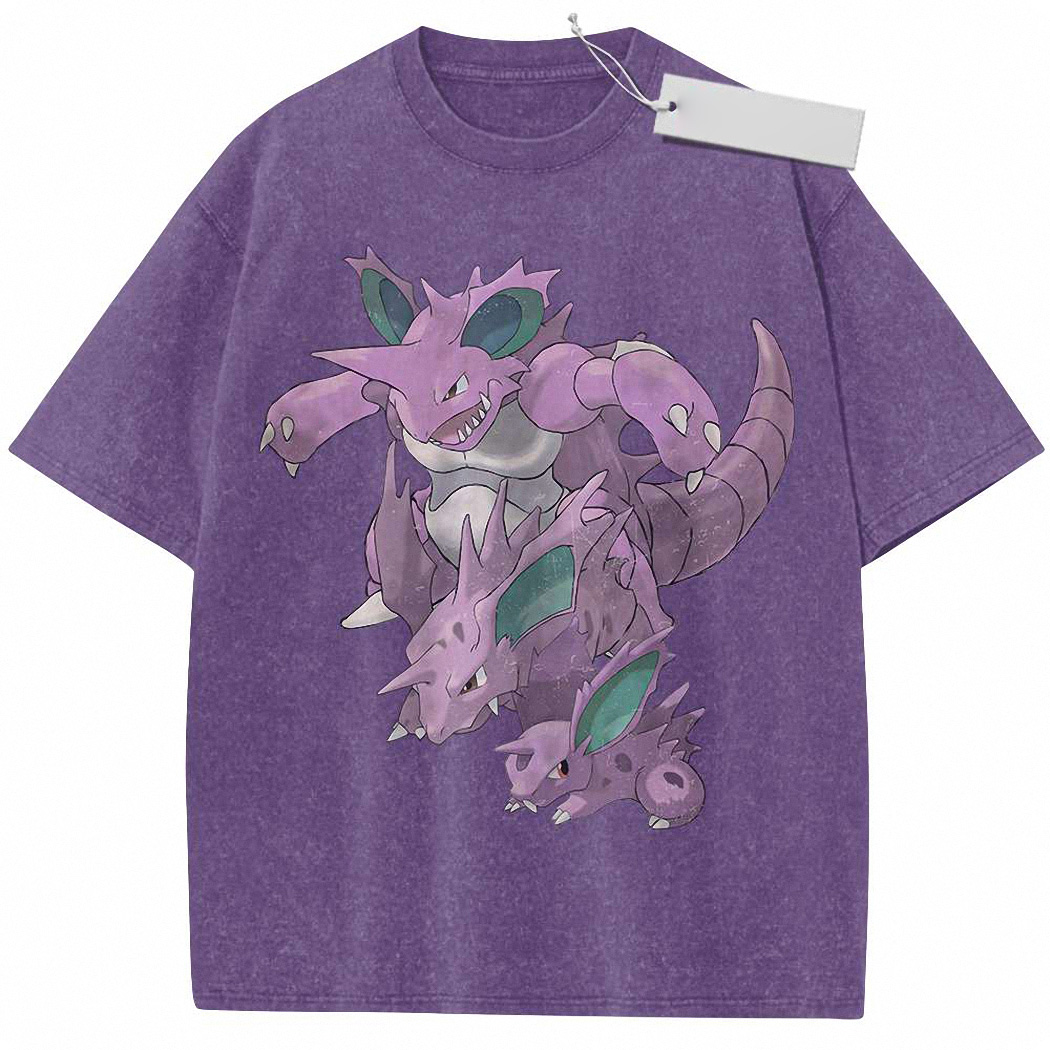 Nidoran vs Nidoking Shirt, Anime Vintage T-Shirt 3