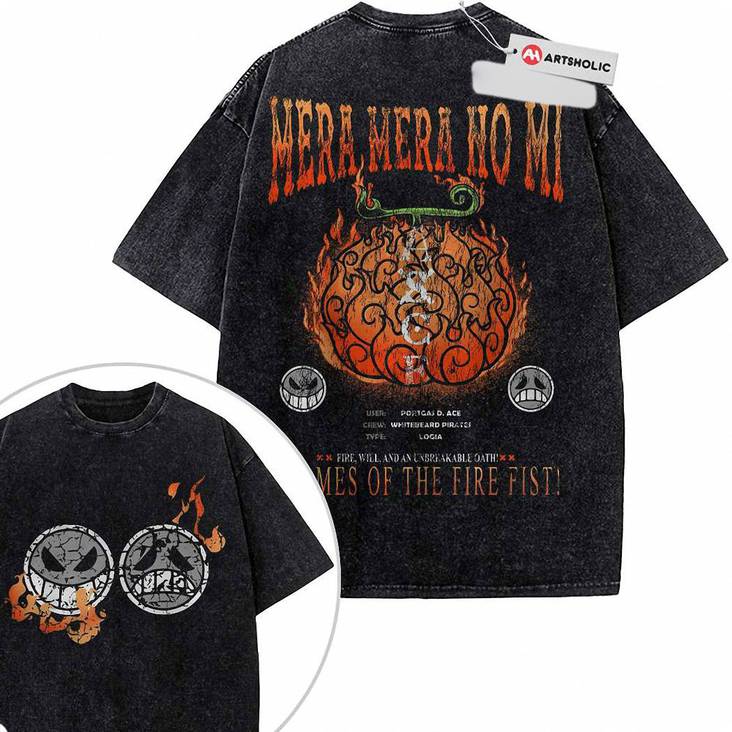 Portgas D Ace Shirt, One Piece Shirt, Anime Shirt, Vintage T-Shirt 2-Sided 5