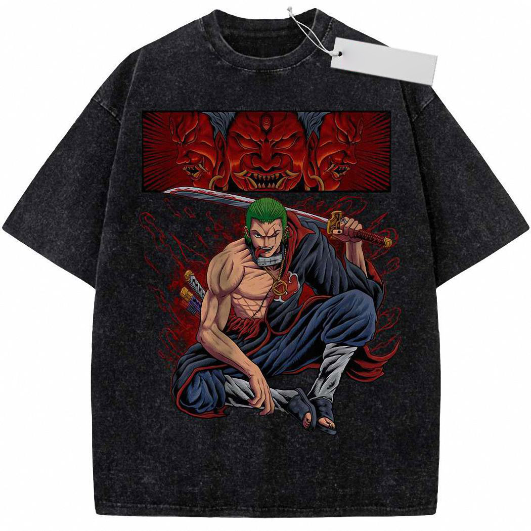Roronoa Zoro x Akatsuki Shirt, One Piece Shirt, Anime Shirt, Vintage Tee 3