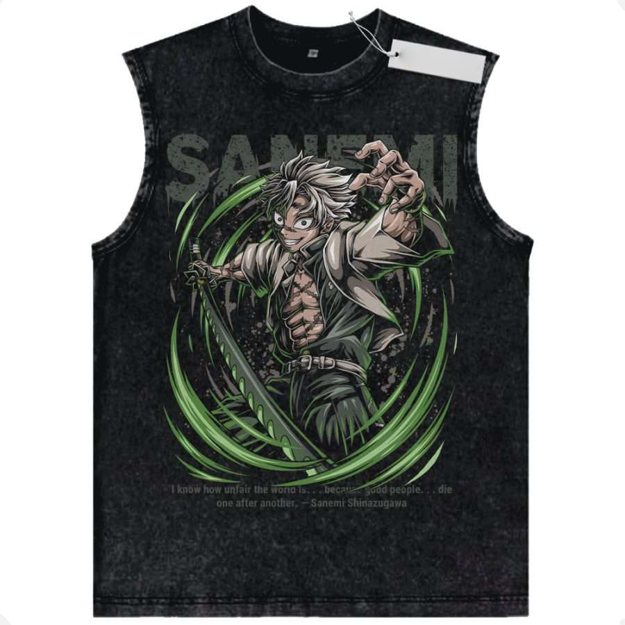 Sanemi Shinazugawa Tank Top, Demon Slayer Tank Top, Anime Tank Top, Vintage Tank Top