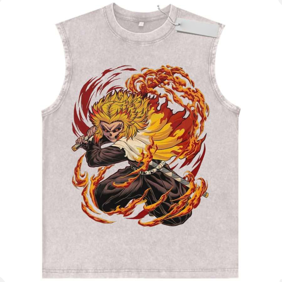 Skull Kyojuro Rengoku Tank Top, Demon Slayer Tank Top, Anime Tank Top, Vintage Tank Top