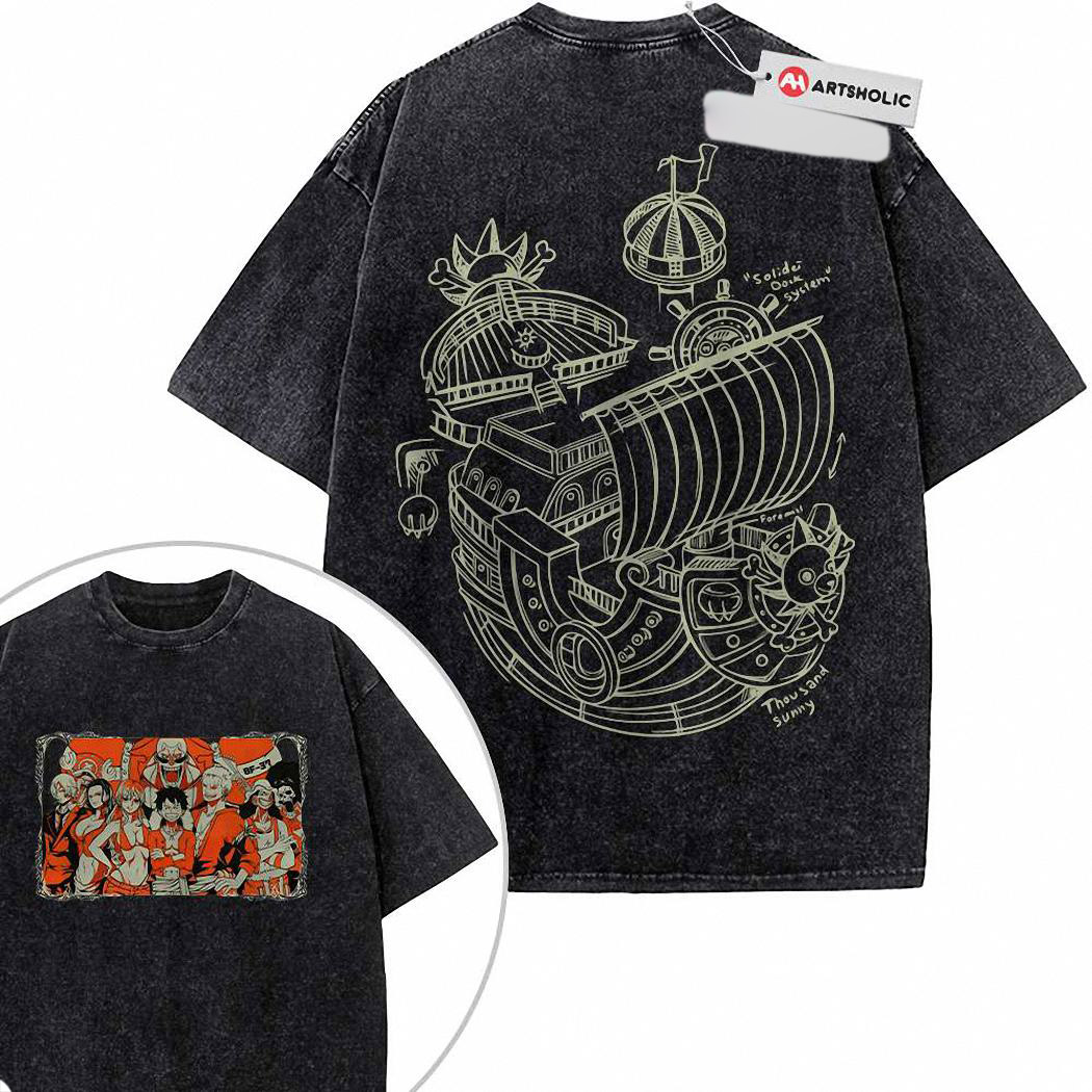 Straw Hat Pirates Shirt, One Piece Shirt, Anime Shirt, Vintage T-Shirt 2-Sided 5