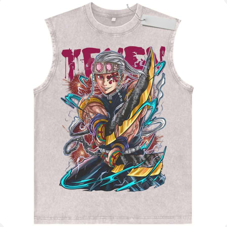 Tengen Uzui Tank Top, Demon Slayer Tank Top, Anime Tank Vintage Tank