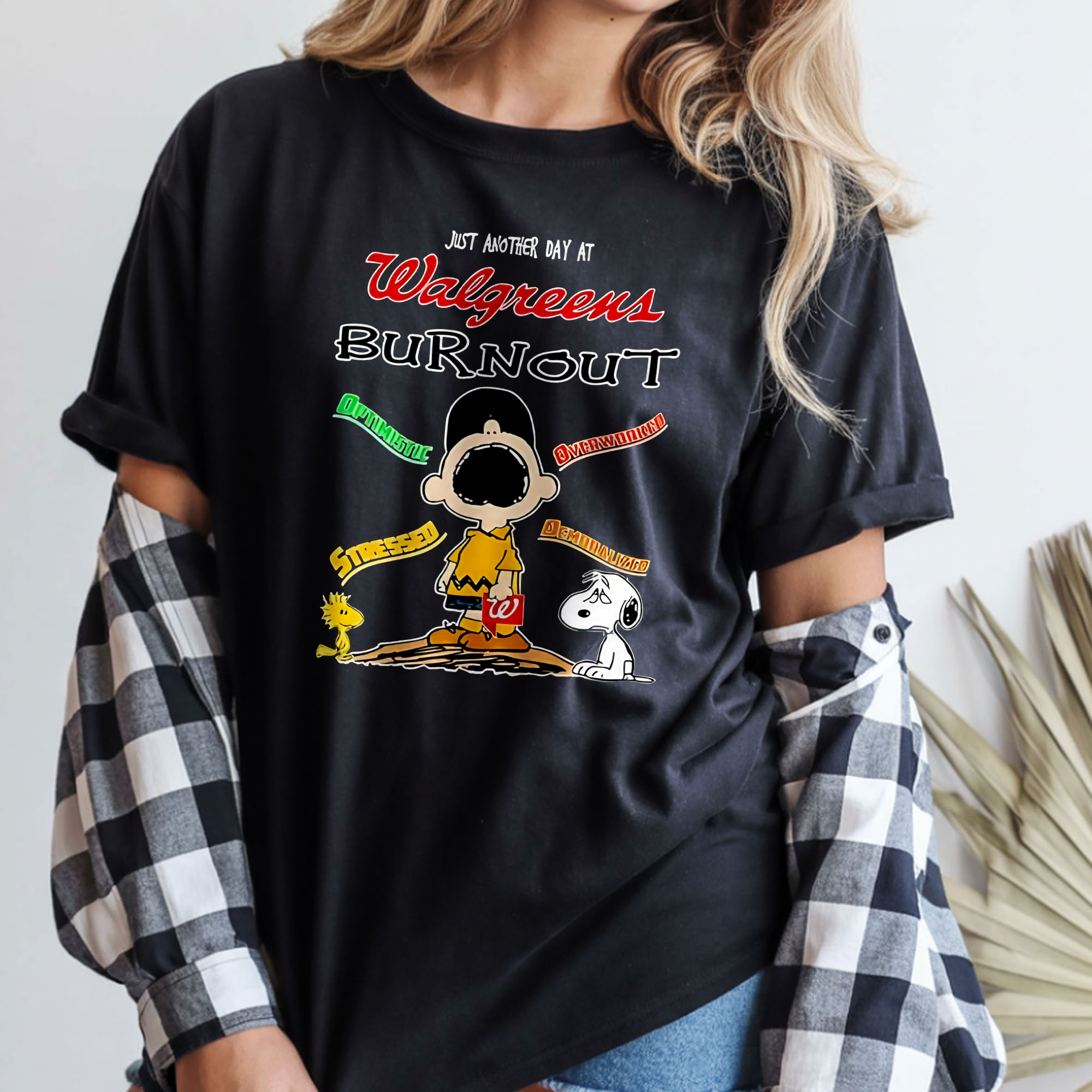 Snoopy Just Another Day at Walgreens Burnout Funny Work Stress Relatable Meme Graphic Apparel – T-Shirt, Hoodie & Sweatshirt